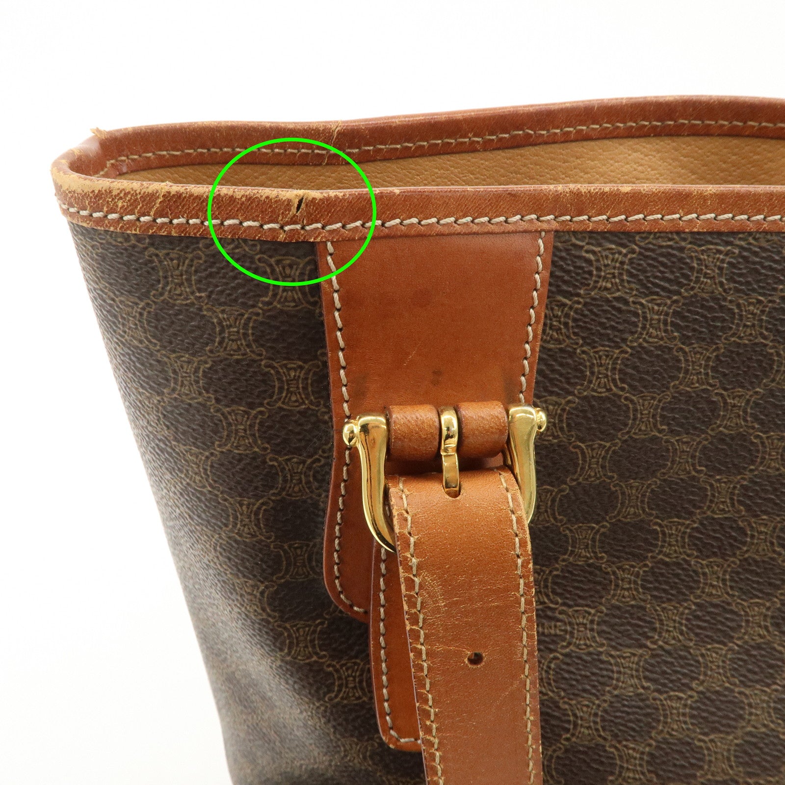 CELINE Macadam PVC Leather Shoulder Bag Tote Bag Brown