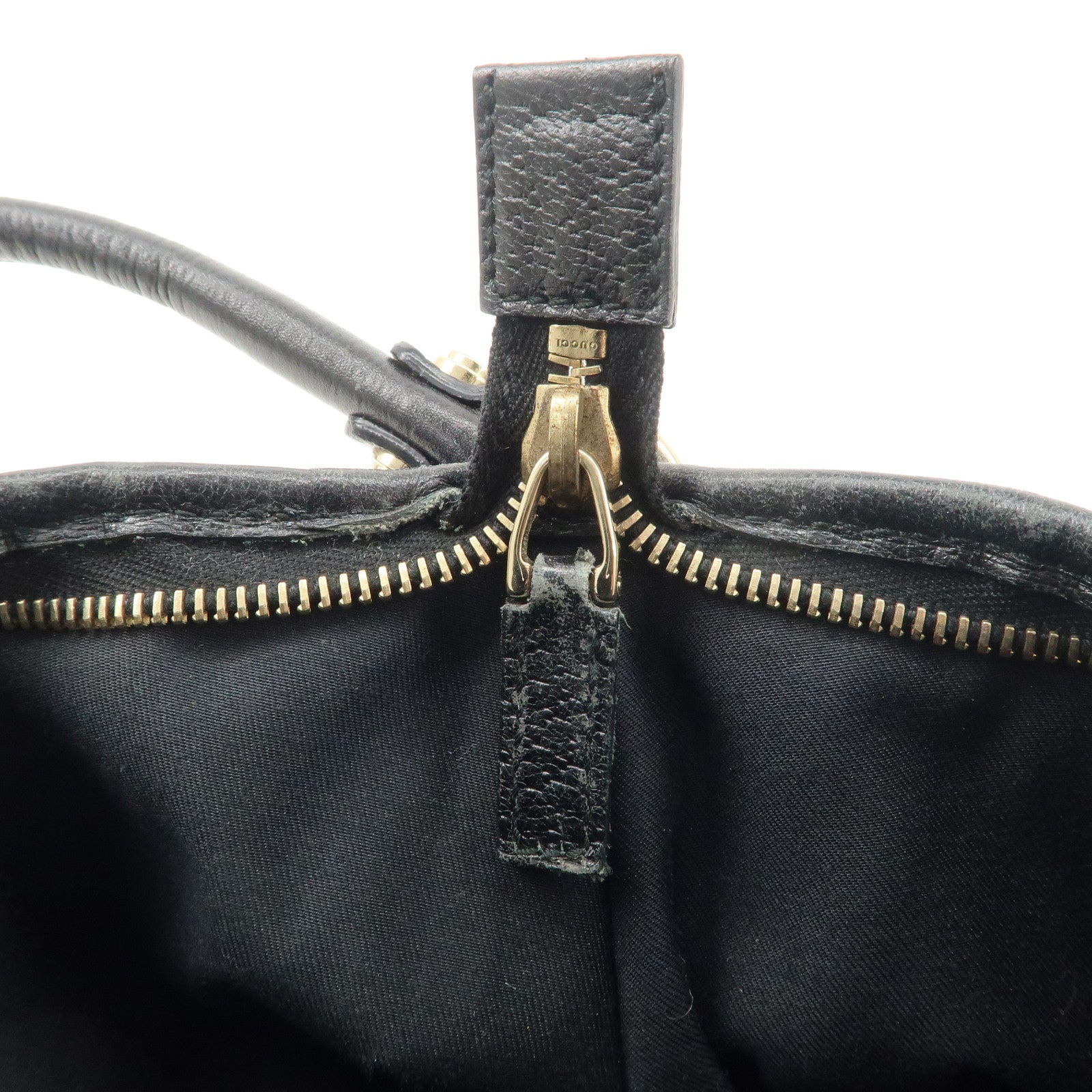 GUCCI Abbey GG Canvas Leather One Shoulder Bag Black Gold Hardware 130939 Used