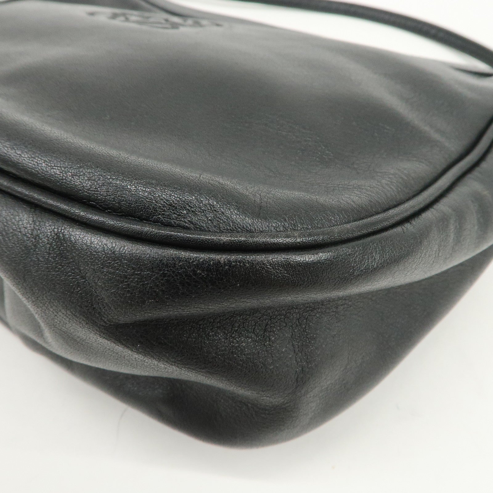LOEWE Anagram Logo Leather Shoulder Bag Crossbody Bag Black