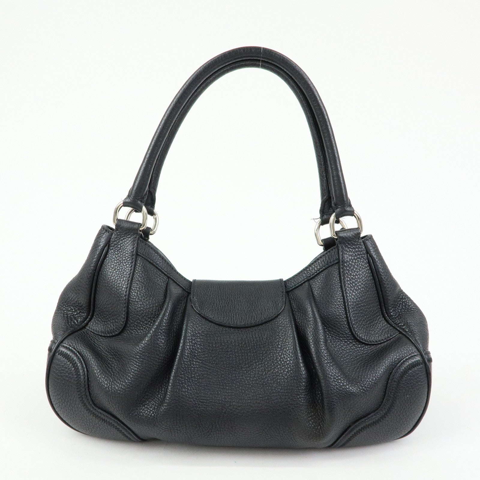 PRADA Sound Lock Leather Shoulder Bag Hand Bag Black B3595