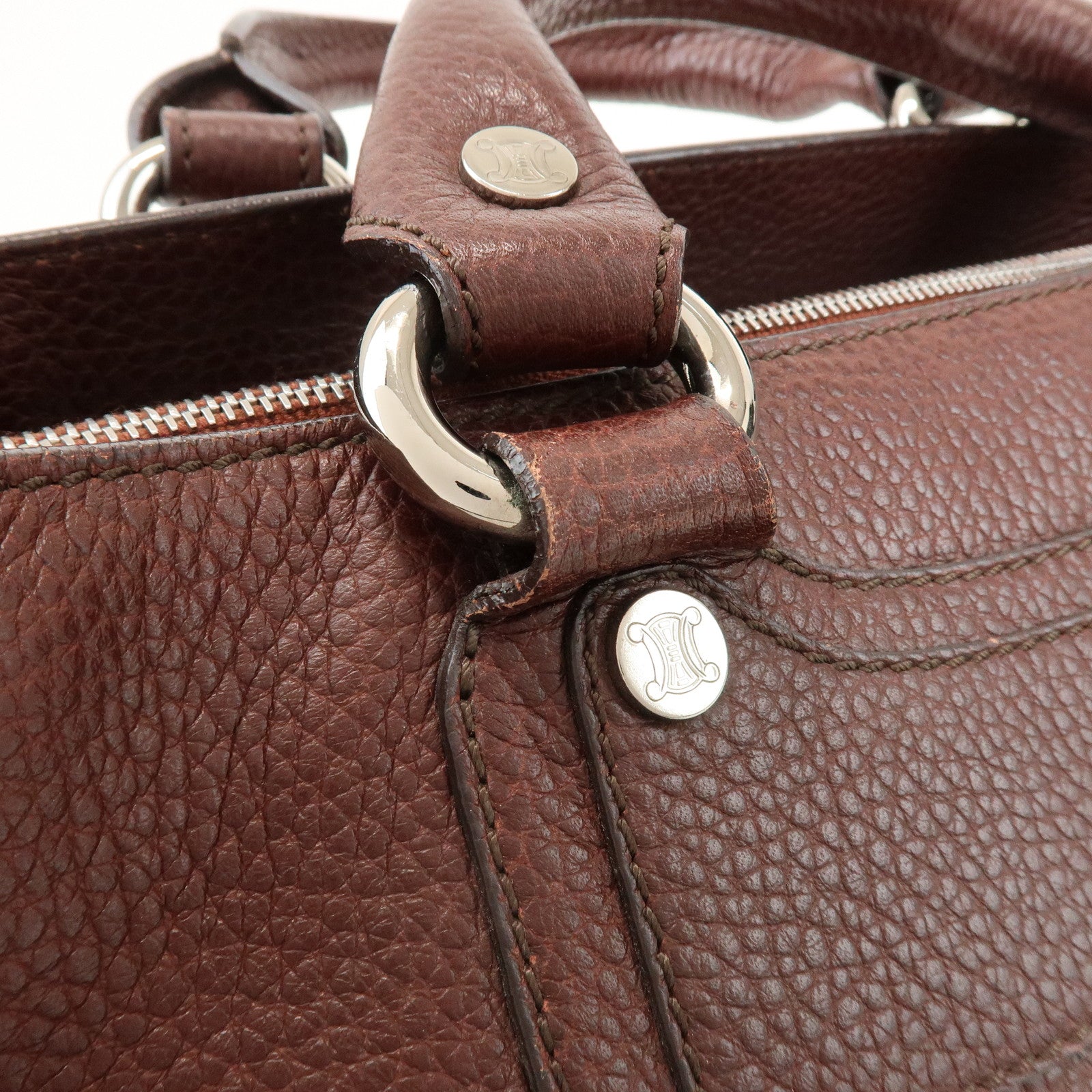 CELINE Leather Boogie Bag Hand Bag Tote Bag Brown