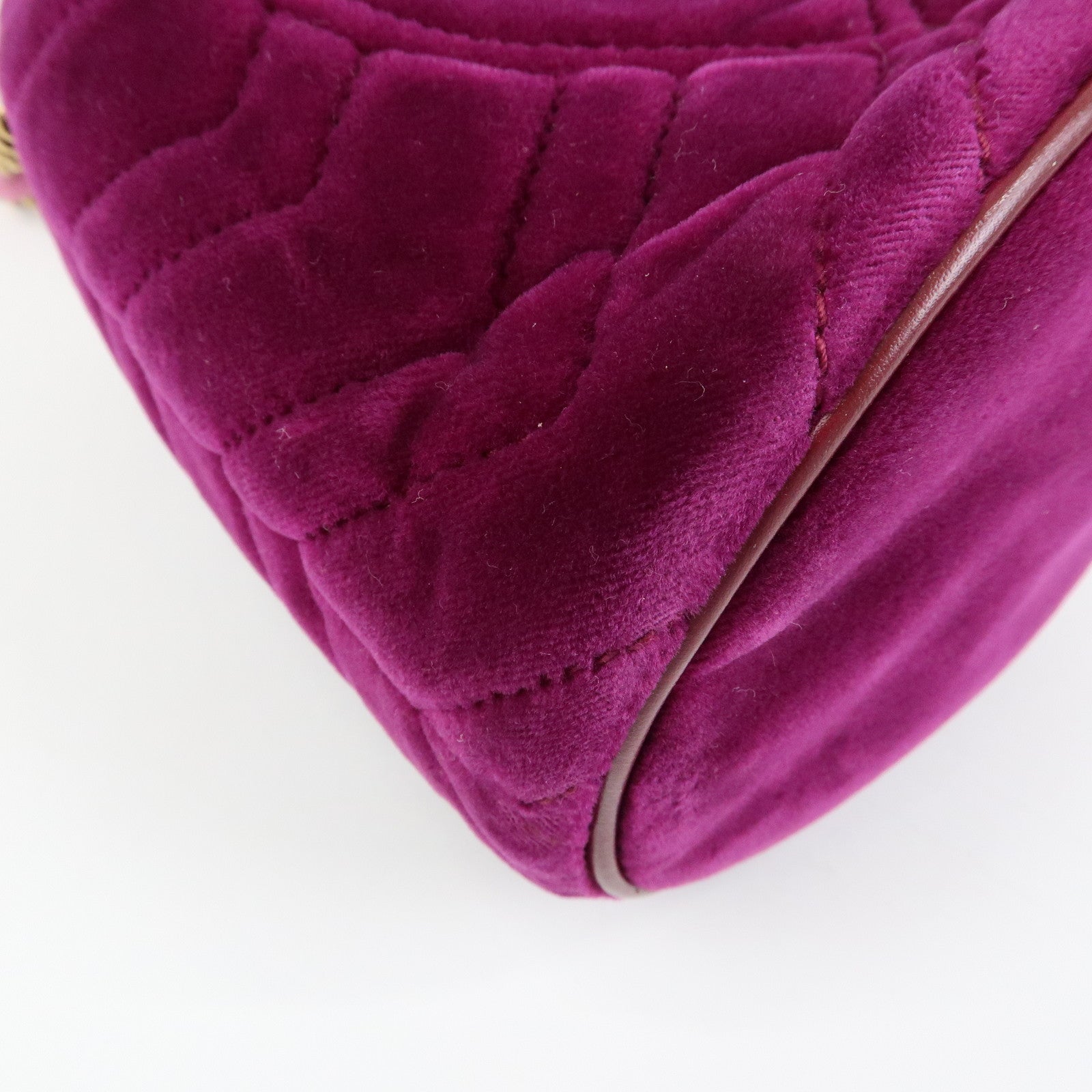 GUCCI GG Marmont Velvet Leather Small Bucket Chain Bag 575163