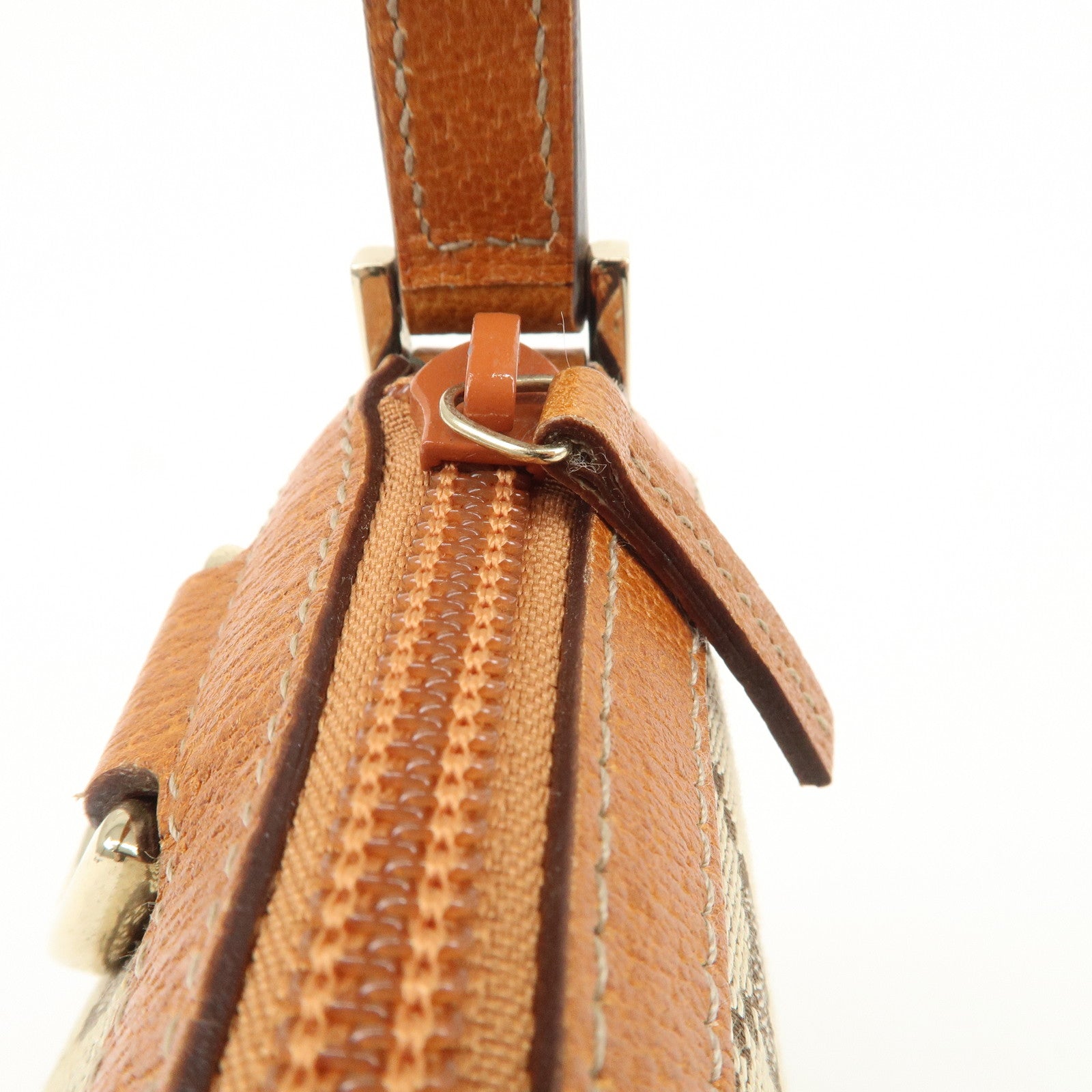 GUCCI Abbey GG Canvas Leather Hand Bag Pouch Beige Brown 145750