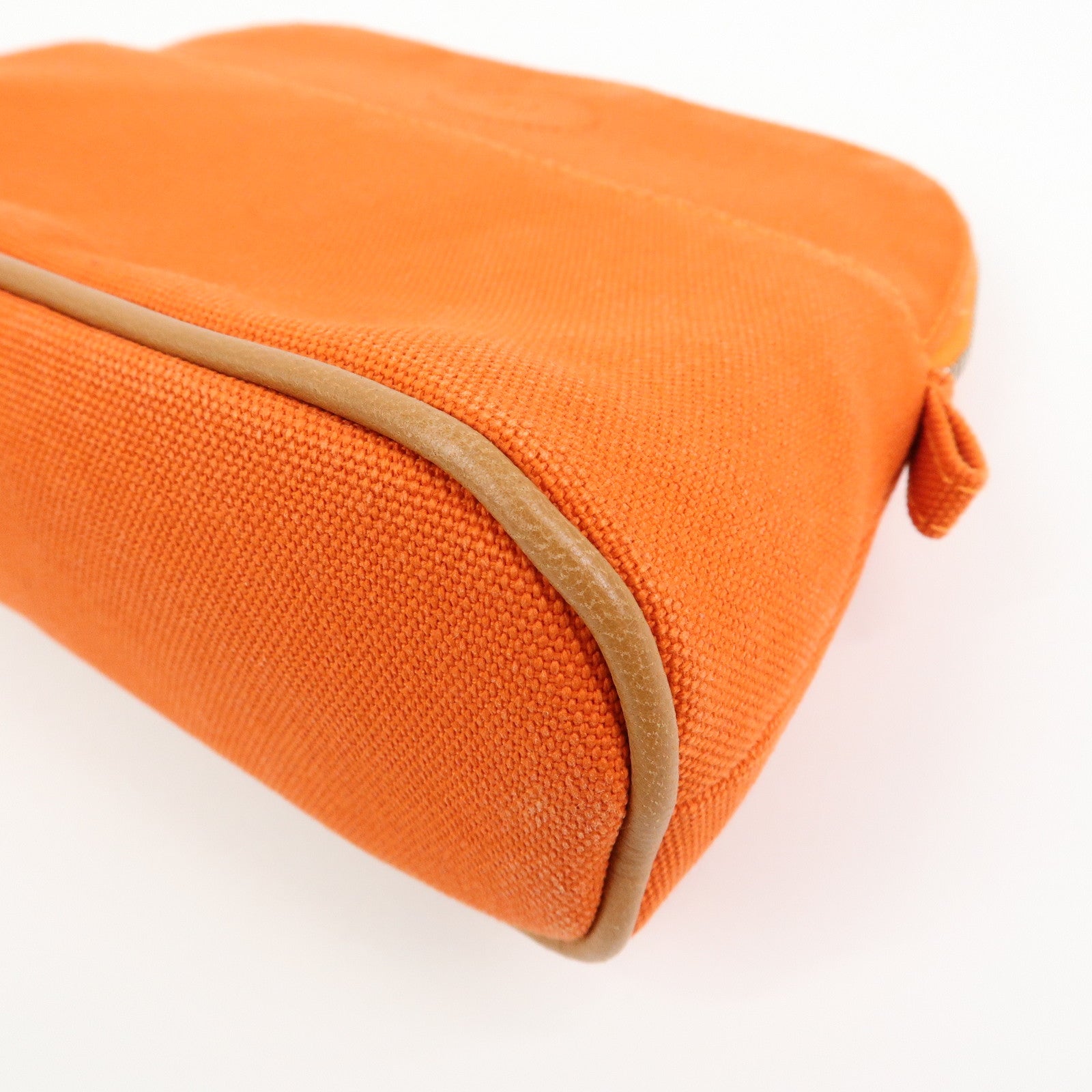 HERMES Bolide Pouch 20 Toile H Canvas Pouch Cosmetic Pouch Orange