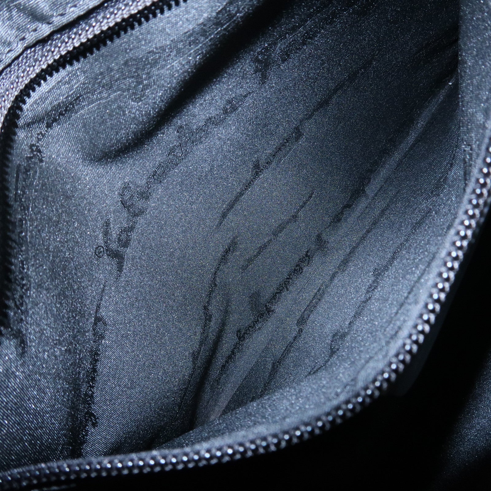 Ferragamo Logo Nylon Canvas Leather Shoulder Bag Hand Bag Black
