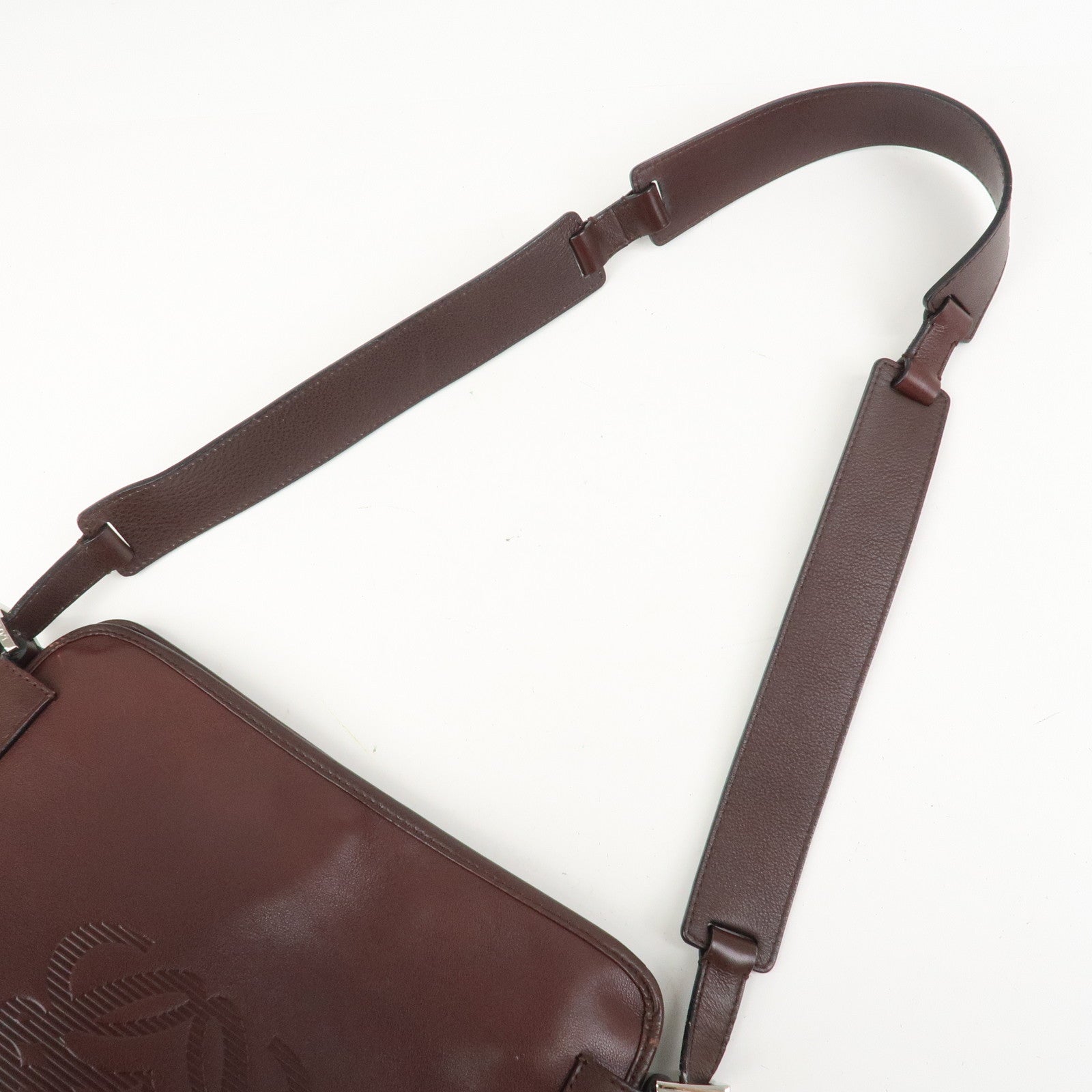LOEWE Anagram Logo Leather Shoulder Bag Crossbody Bag Brown