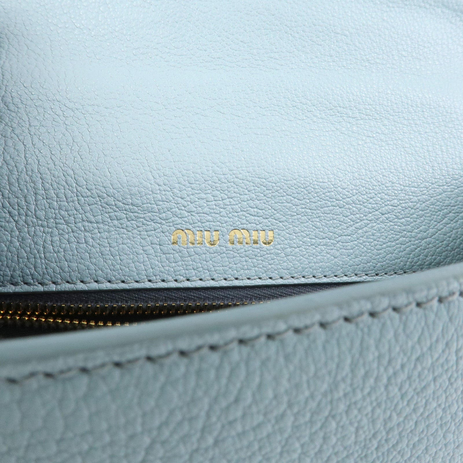 MIU MIU Leather Shoulder Bag Crossbody Bag Light Blue