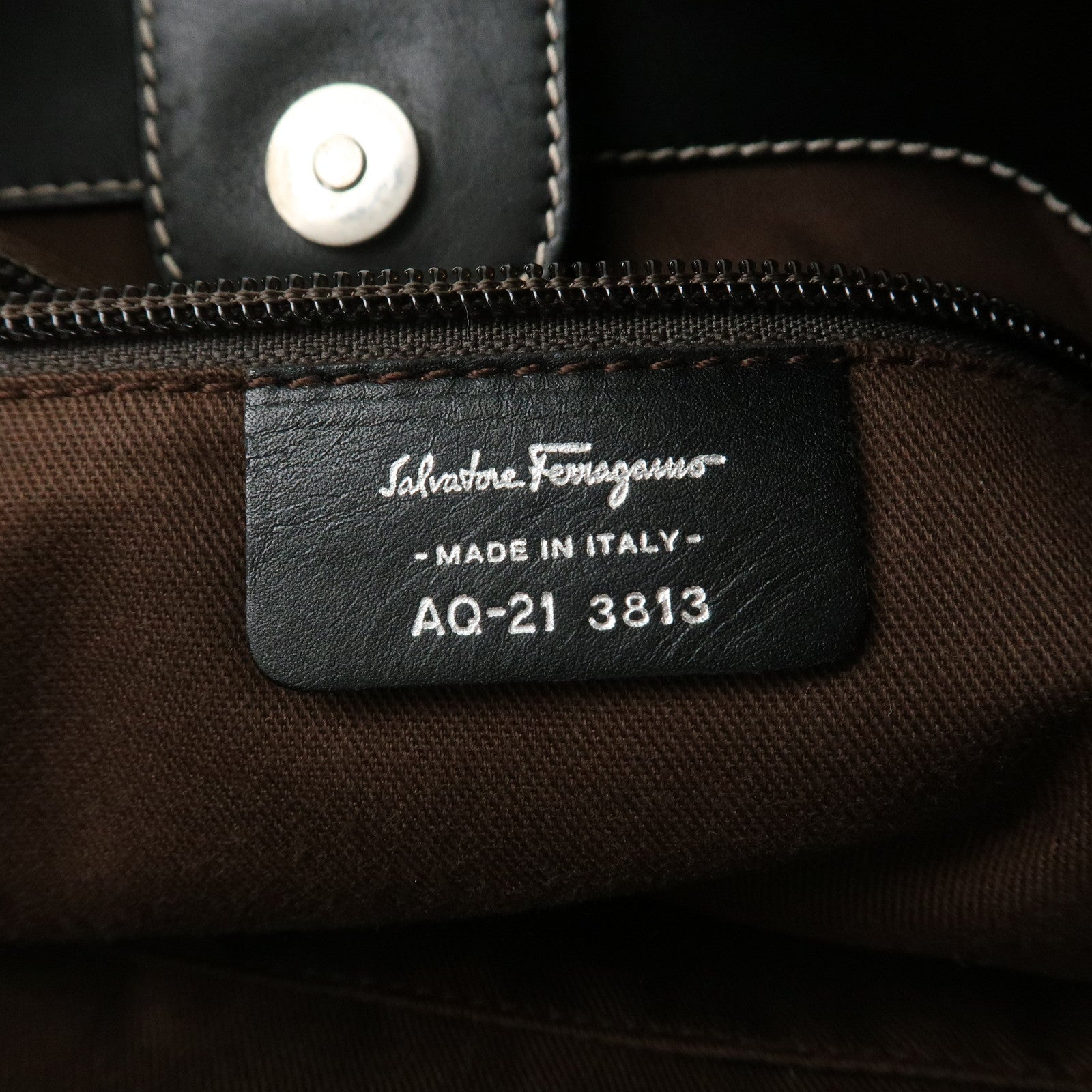 Ferragamo Suede Shoulder Bag Hand Bag Black White