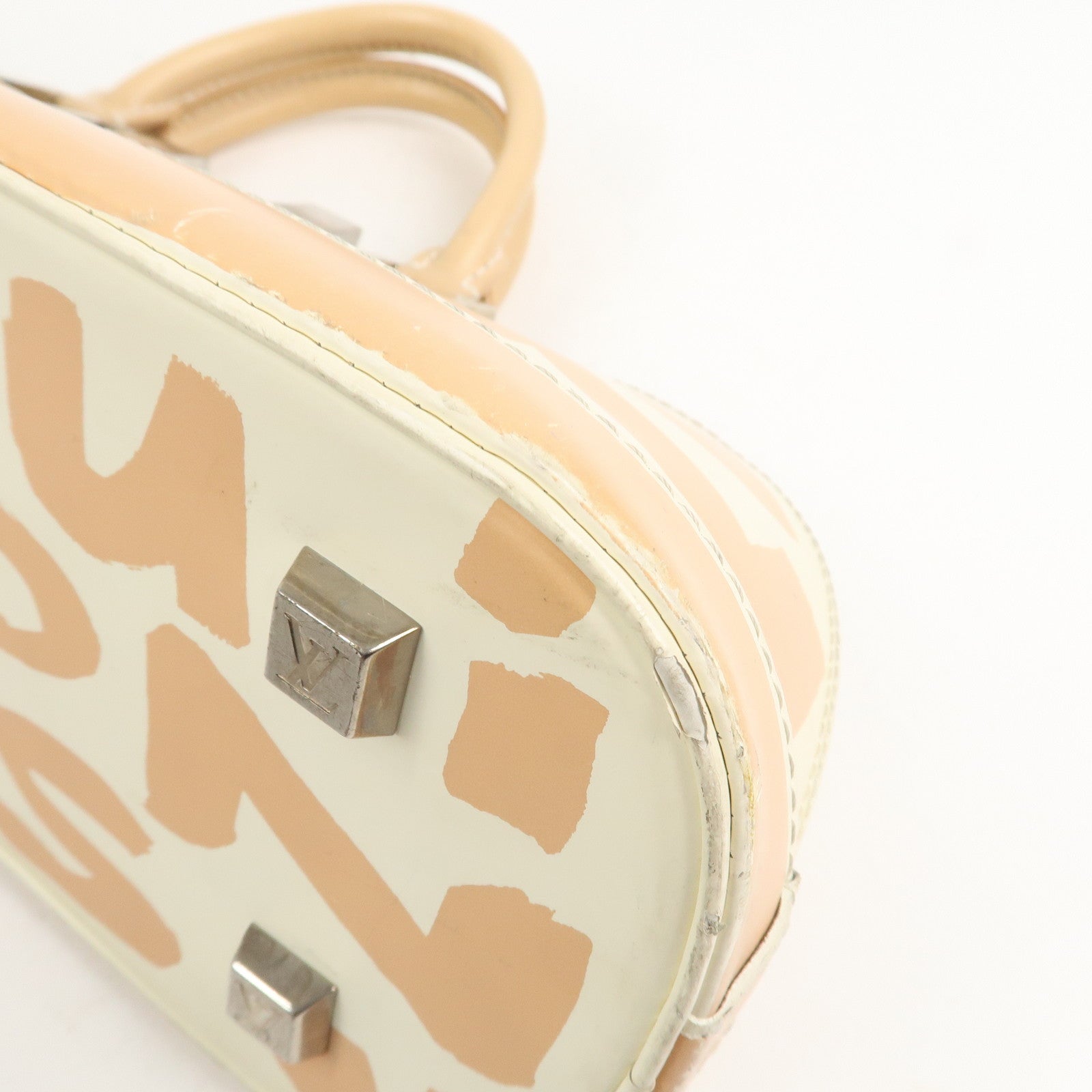 Louis Vuitton Graffiti Alma Horizontal Leather Hand Bag Beige M92176
