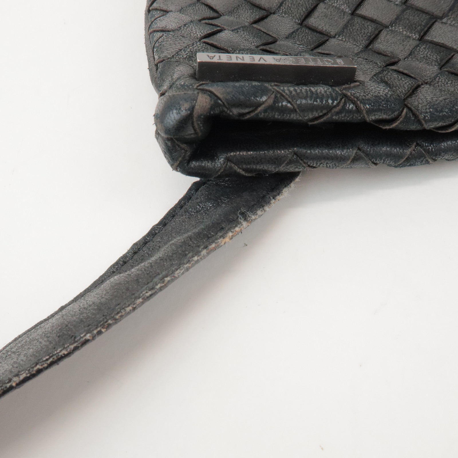 BOTTEGA VENETA Intrecciato Leather Shoulder Bag Black 105001