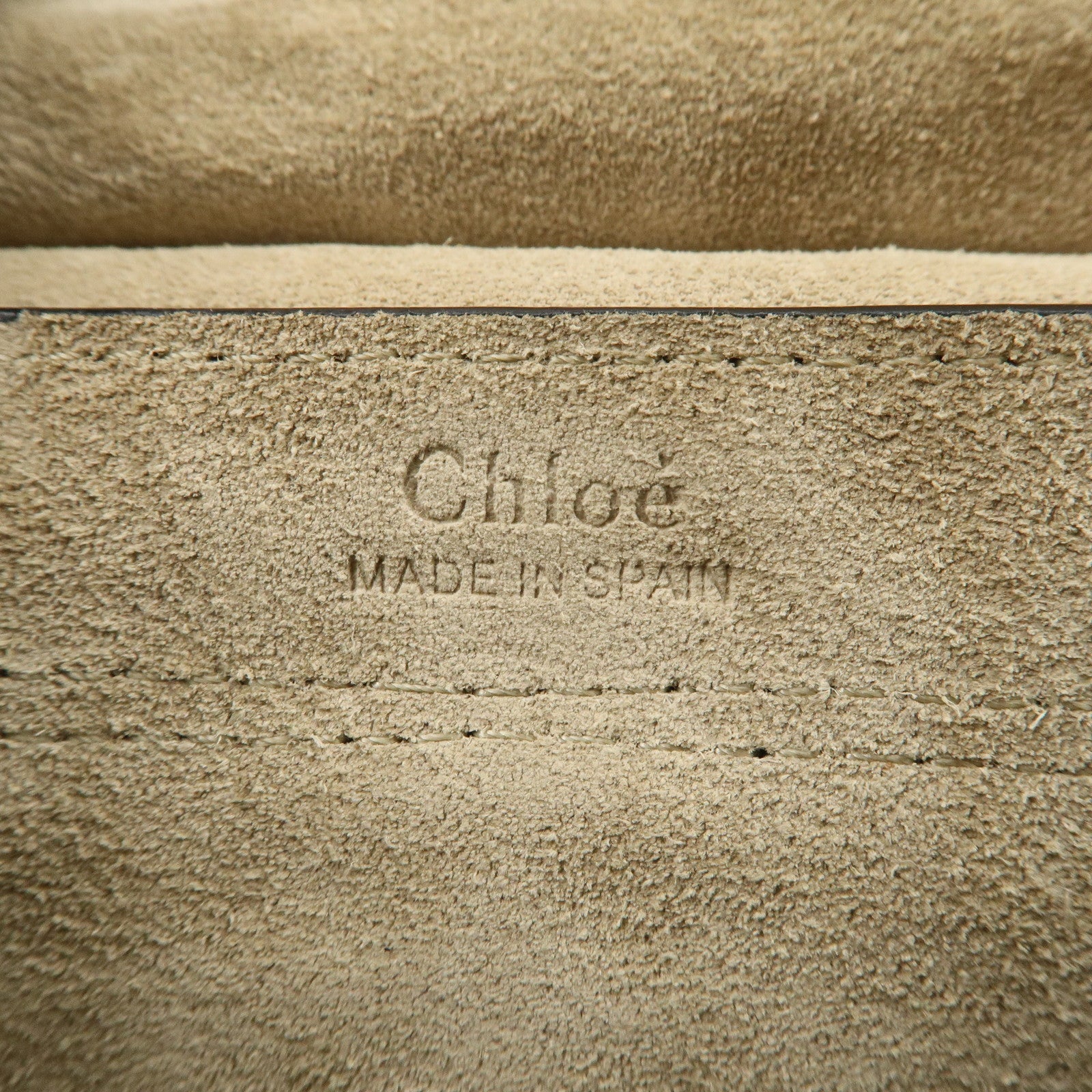 Chloe Logo Embossed Leather Shoulder Bag Hand Bag Brown