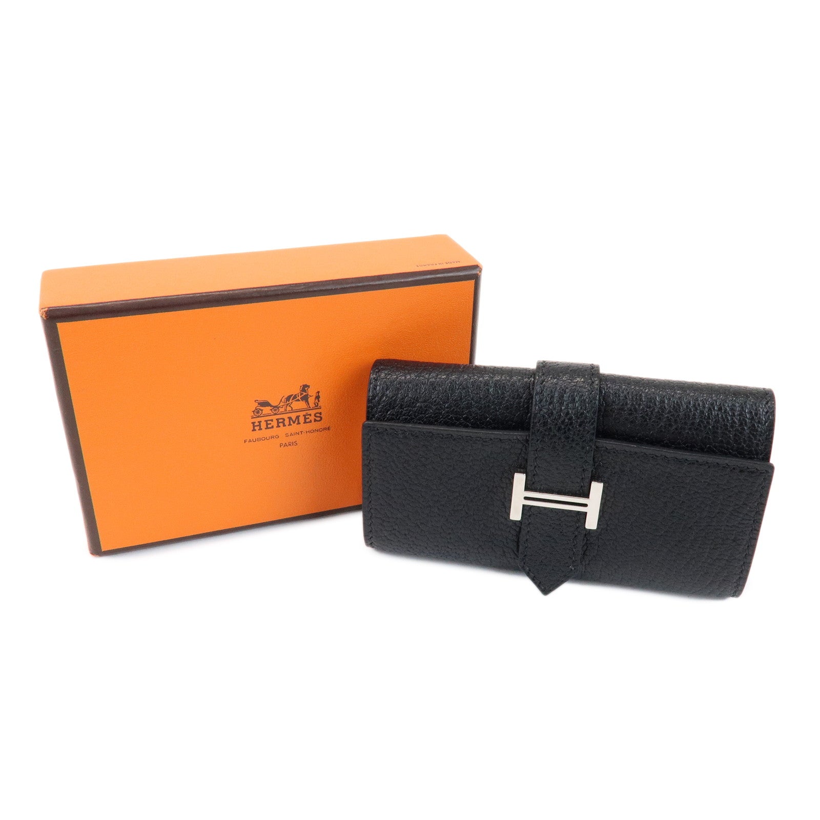 HERMES Bearn Chevre □I Stamped Key Case Key Holder Black
