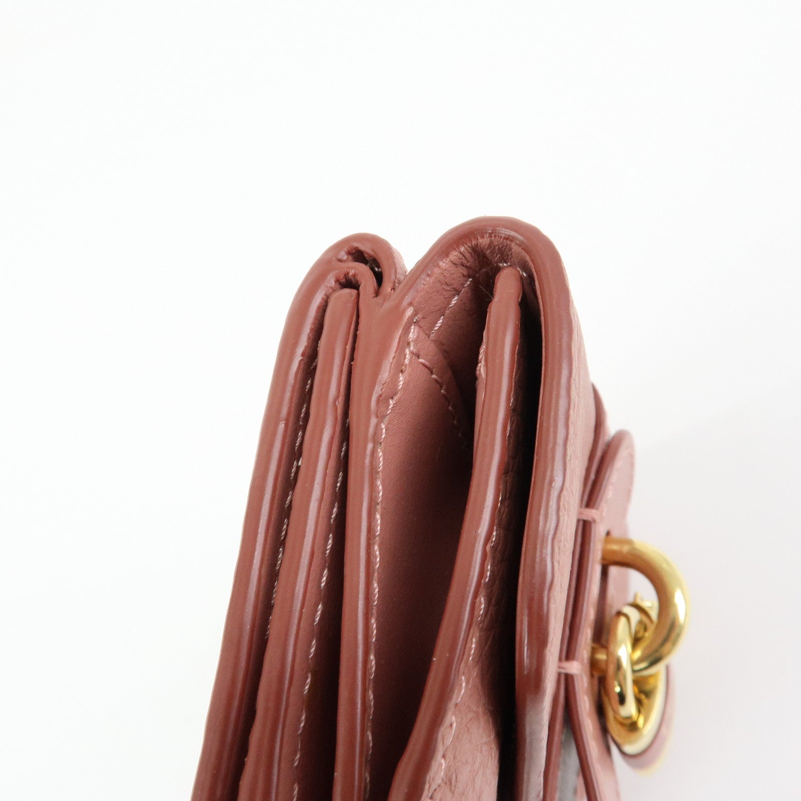 Chloe Aby Lock Leather Compact Trifold Wallet Pink