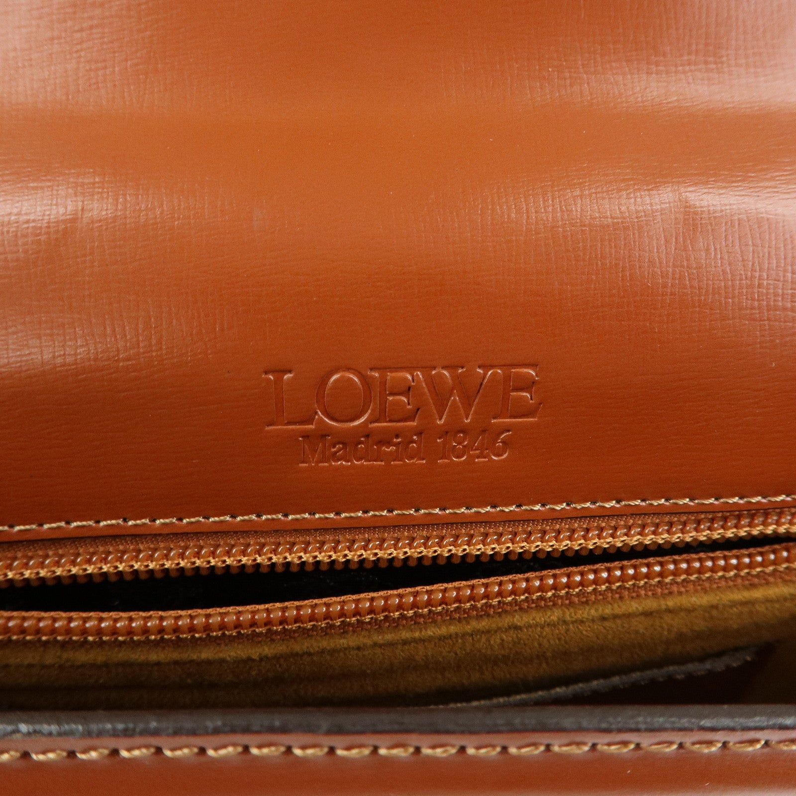 LOEWE Anagram Logo Leather Clutch Bag Wristlet Bag Brown