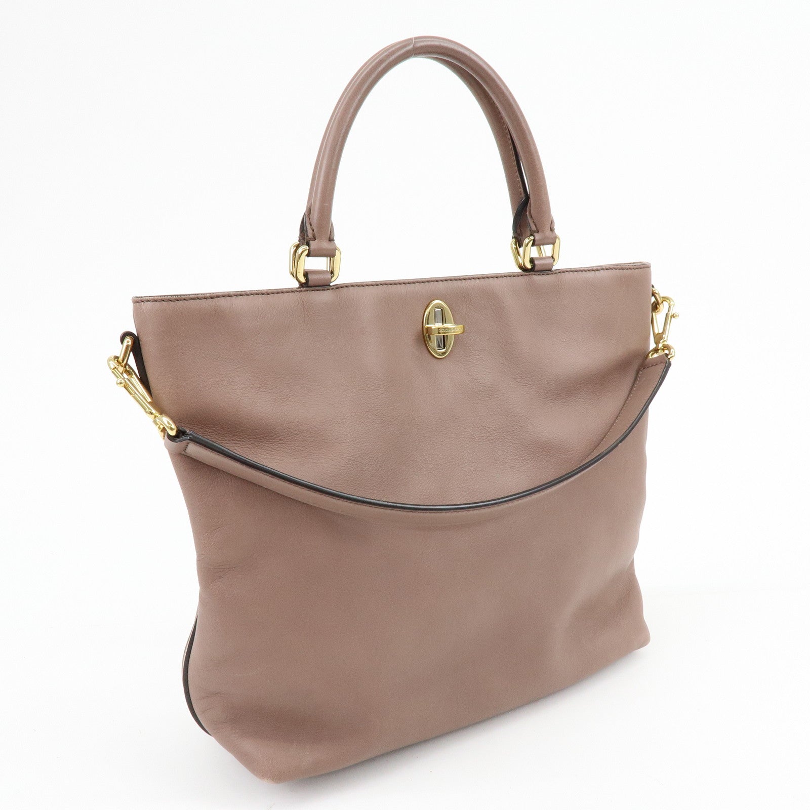 Dolce & Gabbana Leather 2Way Bag Hand Bag Shoulder Bag Brown