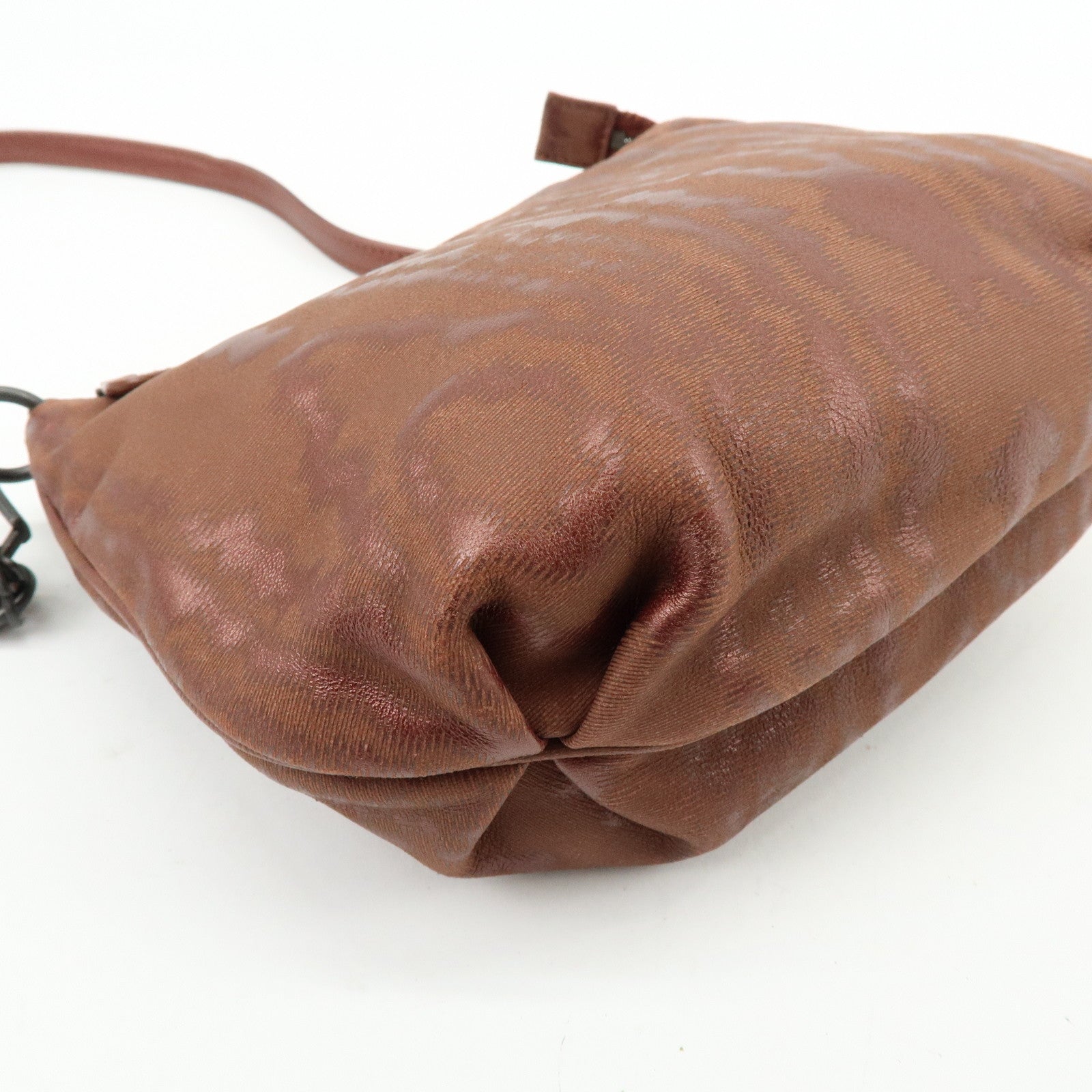 BOTTEGA VENETA Leather Shoulder Bag Metallic Brown 196484