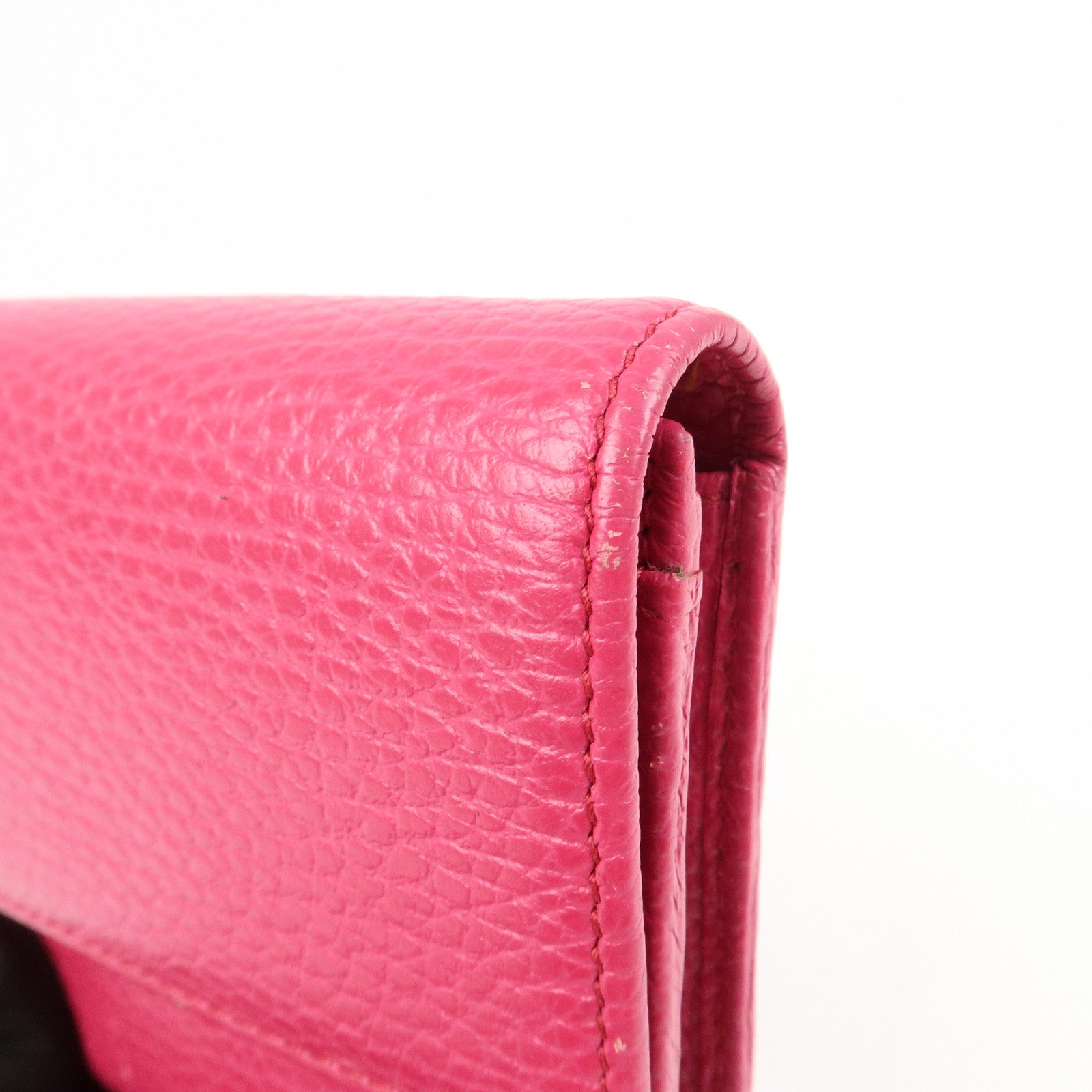 GUCCI Swing Logo Leather Flap Long Wallet Pink 354496