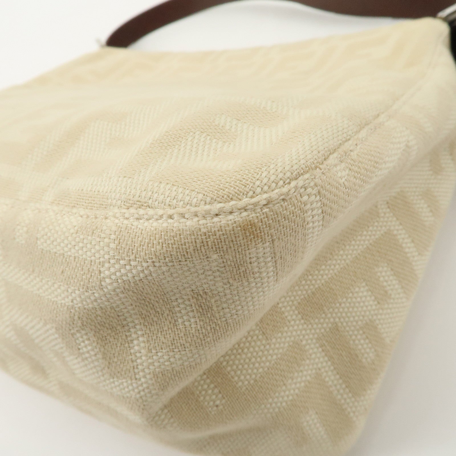 FENDI Mamma Baguette Zucca Canvas Shoulder Bag Beige 26325 Used