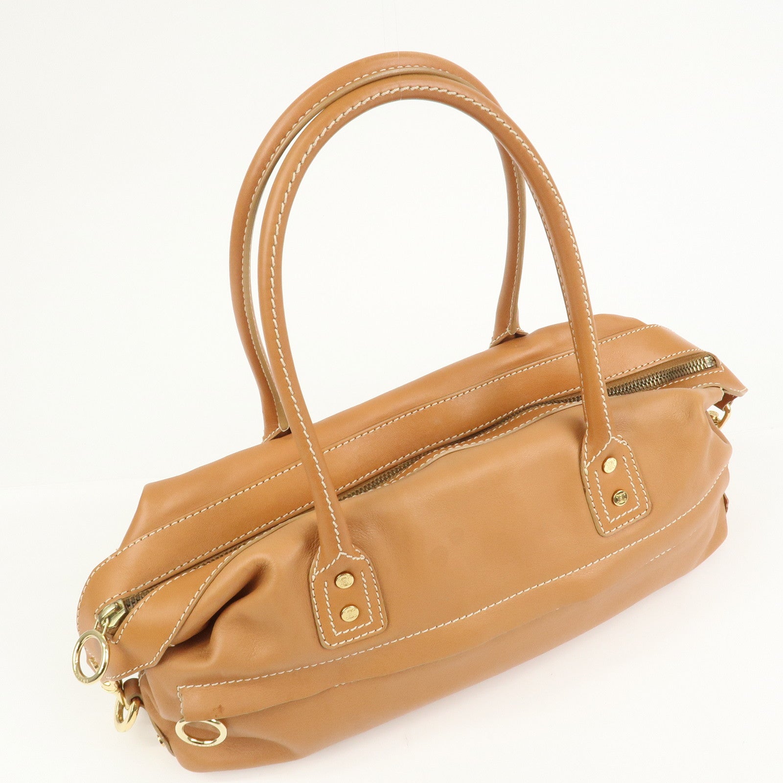 CELINE Macadam Leather Shoulder Bag Hand Bag Brown