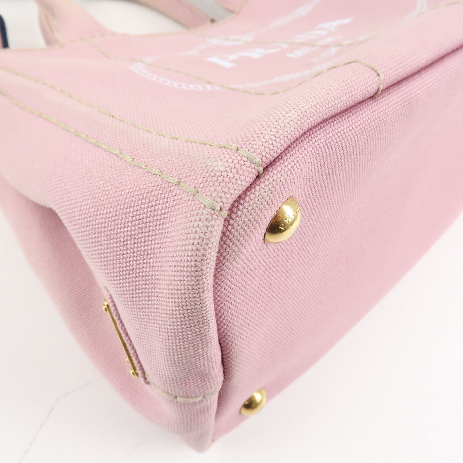 PRADA Canapa Mini Denim Hand Bag Tote Bag Pink 1BG439 Used