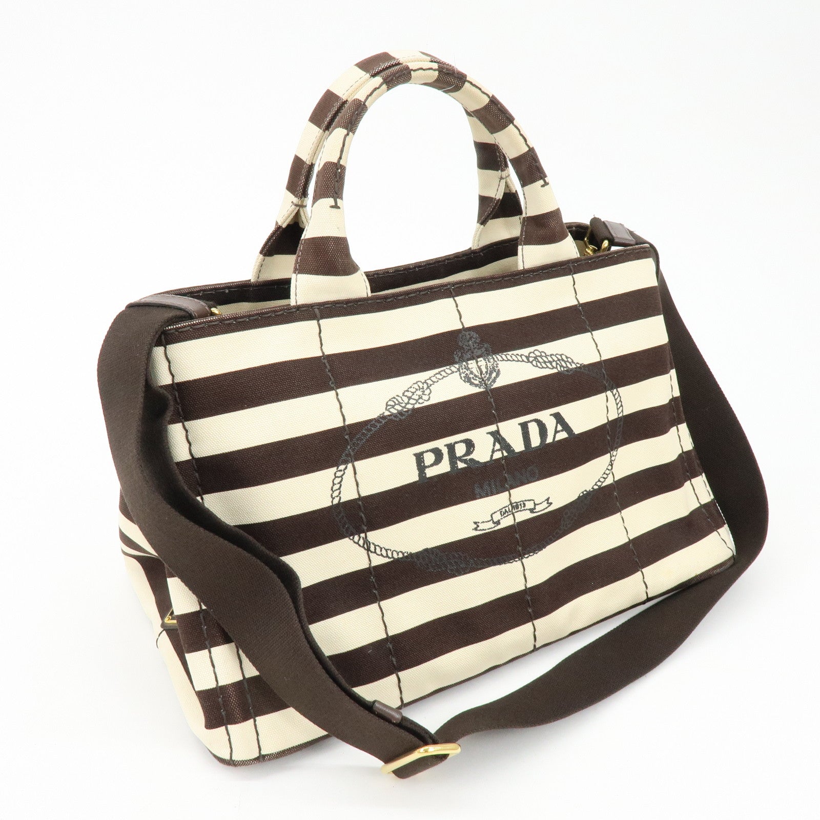 PRADA Canapa Triangle Logo Canvas 2Way Hand Bag Shoulder Bag B2642B
