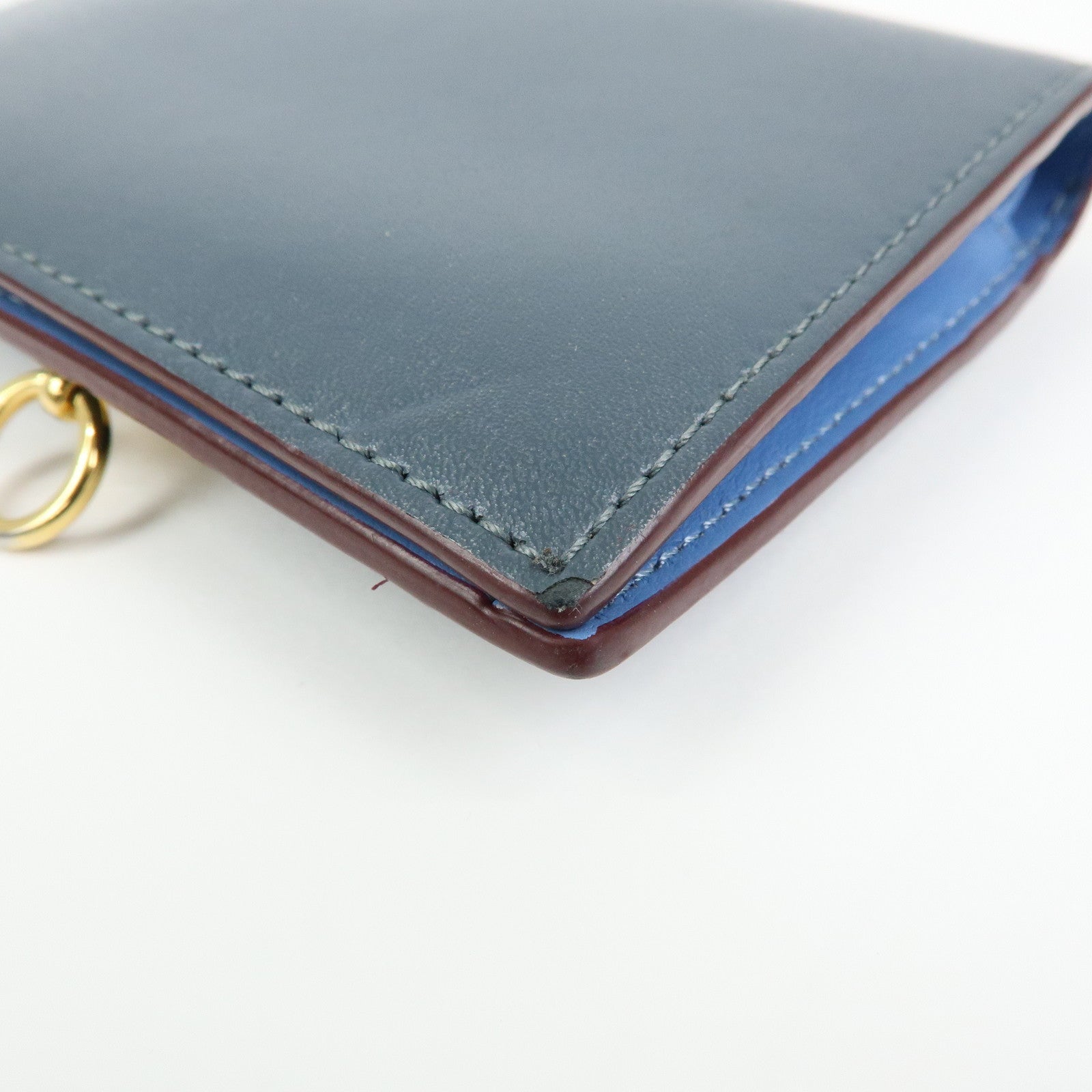 FENDI F is FENDI Leather Bi-fold Compact Wallet Gray 8M0387