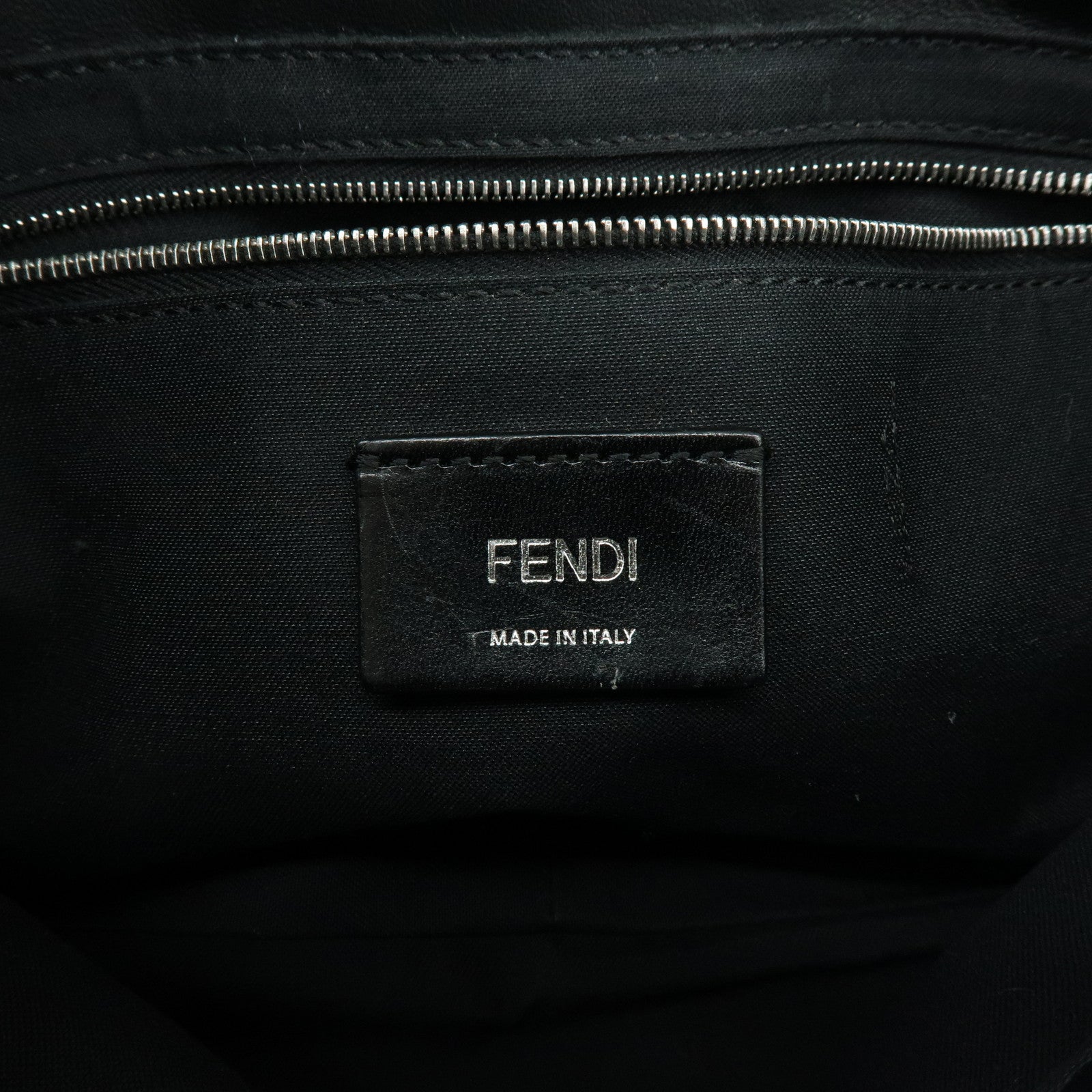 FENDI Zucca Nylon Leather Shoulder Bag Waist Bag Black Green 7VA472