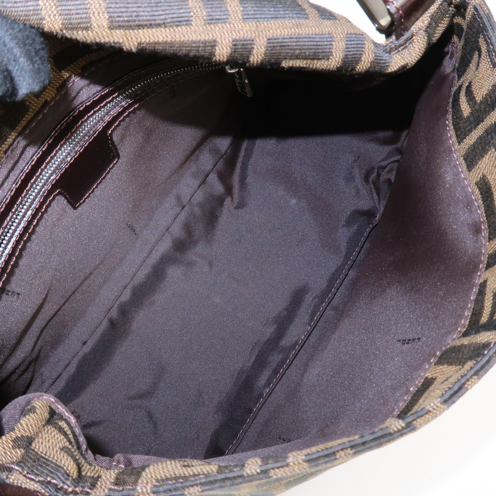 FENDI Mamma Zucca Baguette Canvas Leather Shoulder Bag 26325