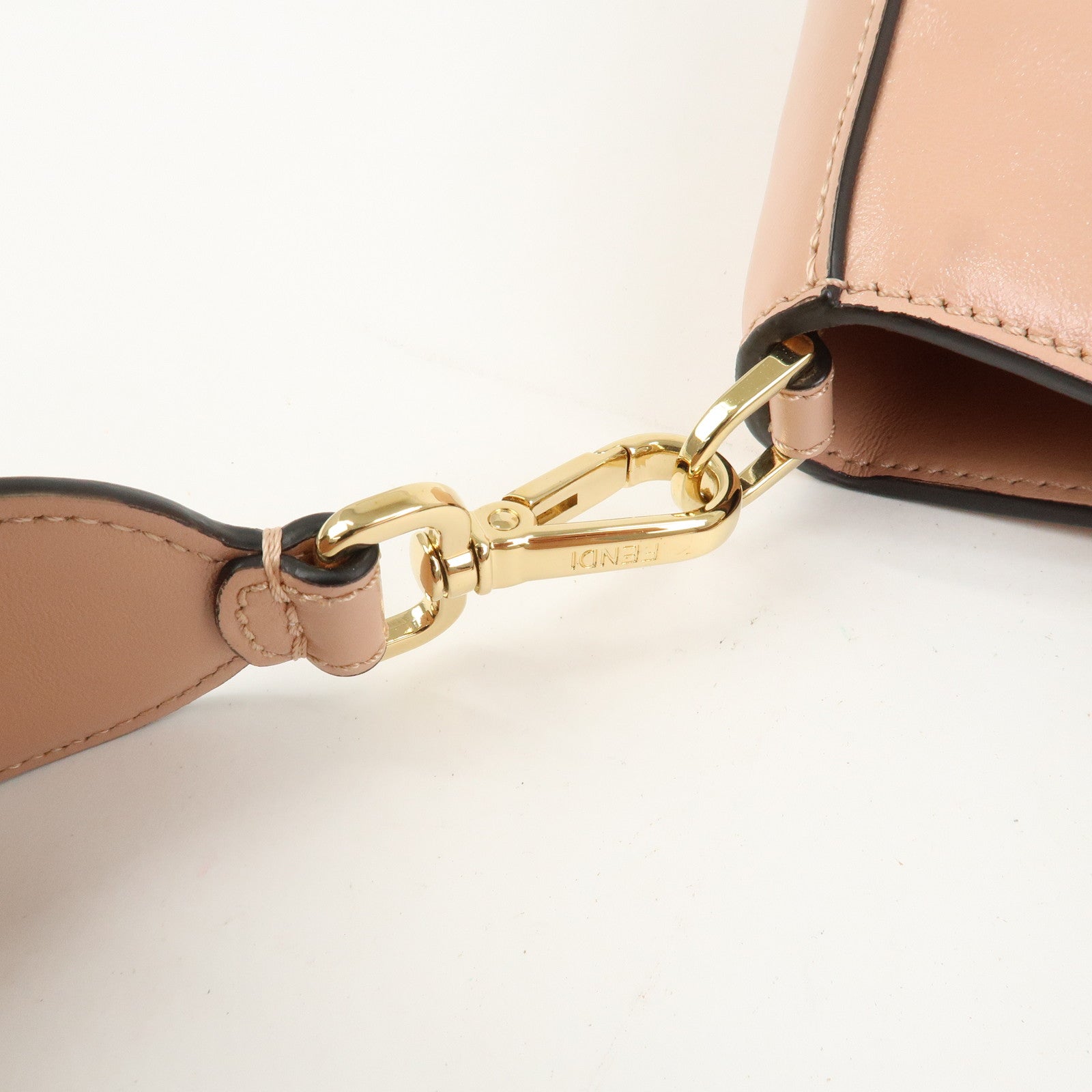 FENDI Leather 2Way FF Tote Small Hand Bag Shoulder Bag Pink 8BH367