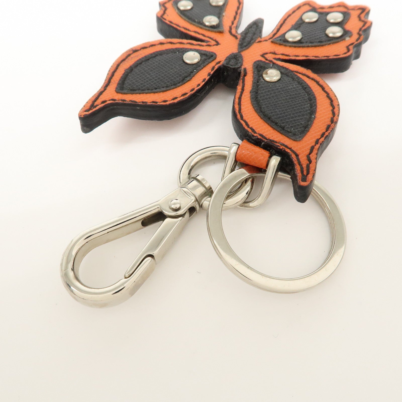 PRADA Butterfly Motif Leather Bag Charm Key Chain 1AR288