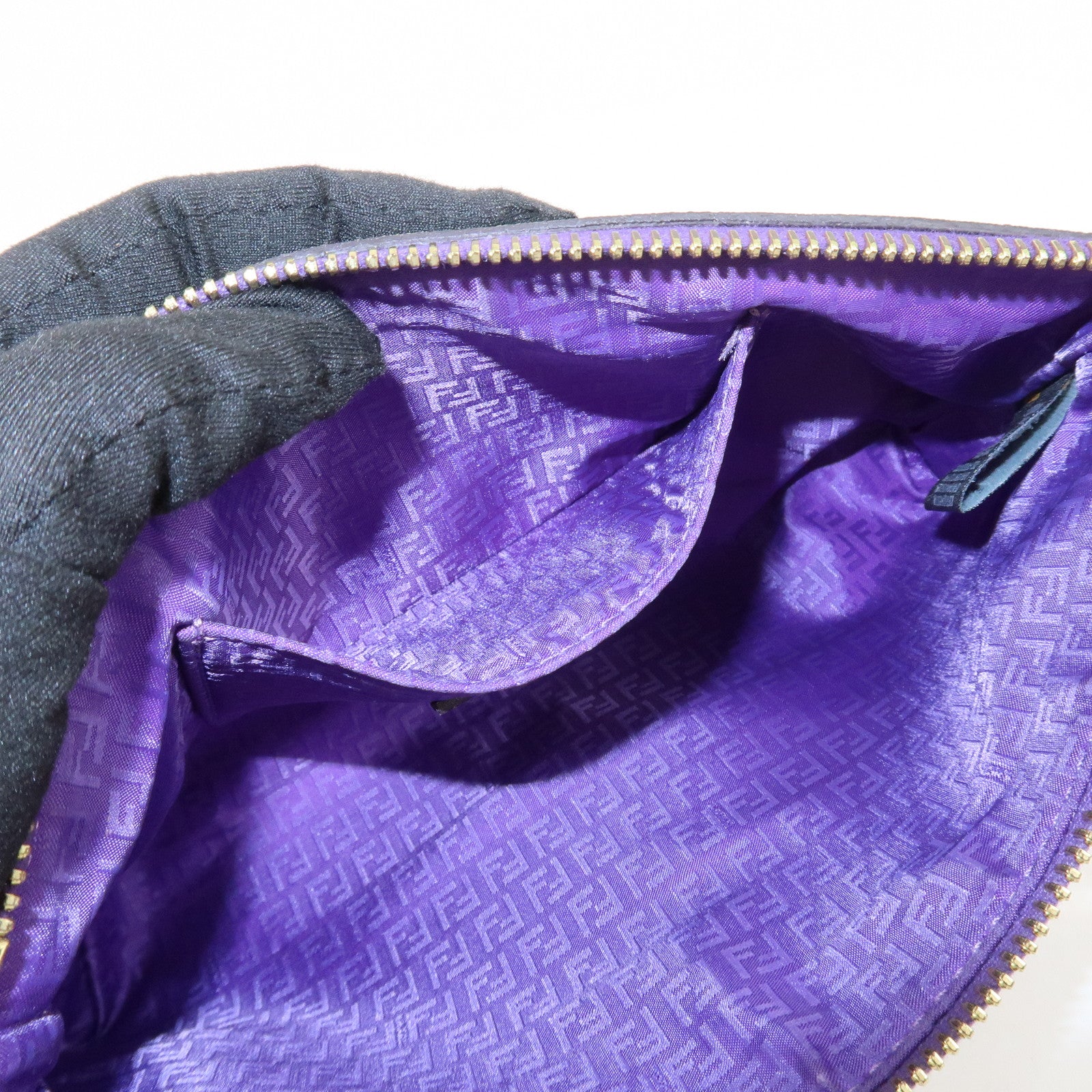 FENDI Zucca PVC Chain Accessory Pouch Hand Bag Shoulder Bag 8BR592