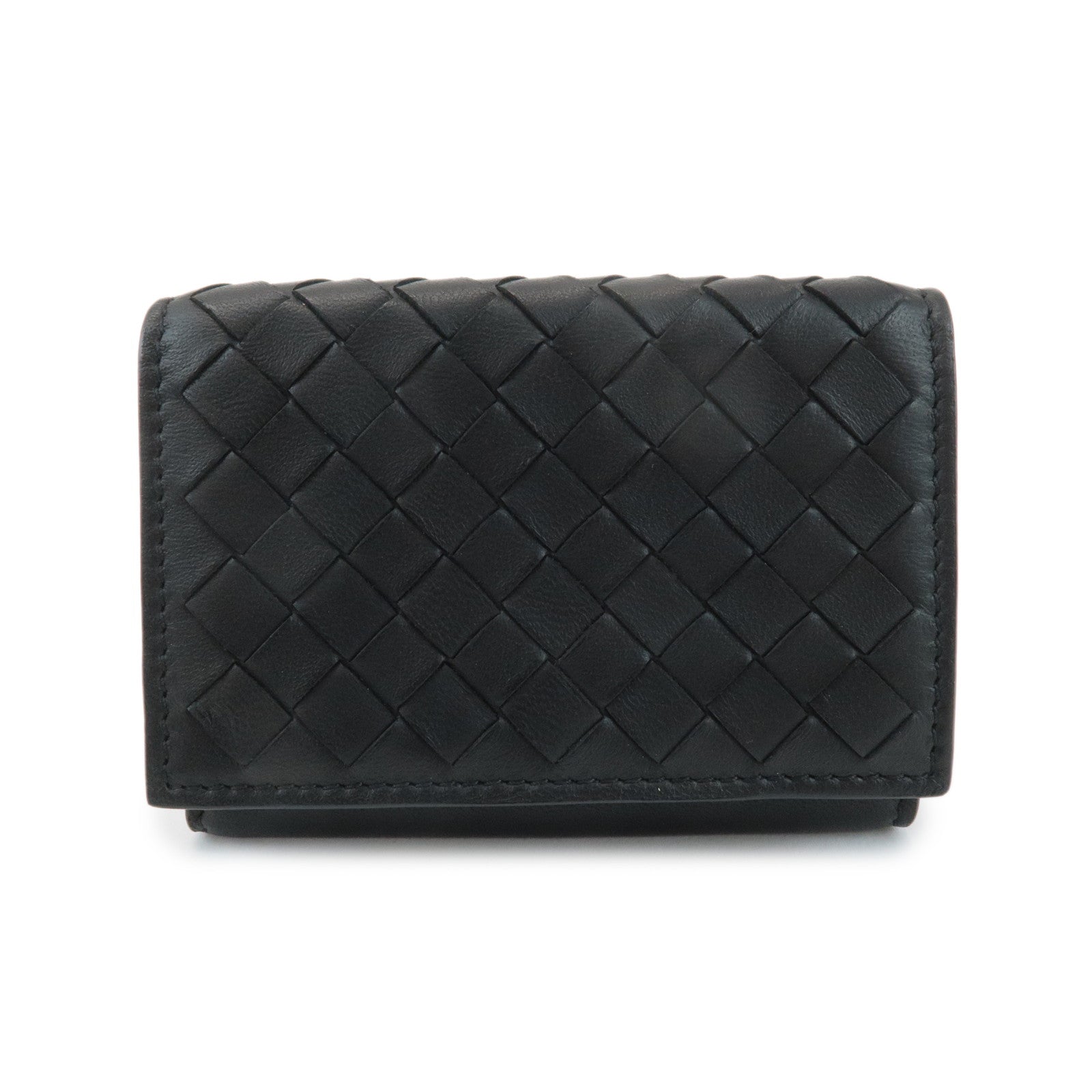 BOTTEGA VENETA Intrecciato Leather Tri-fold Wallet Black 515385