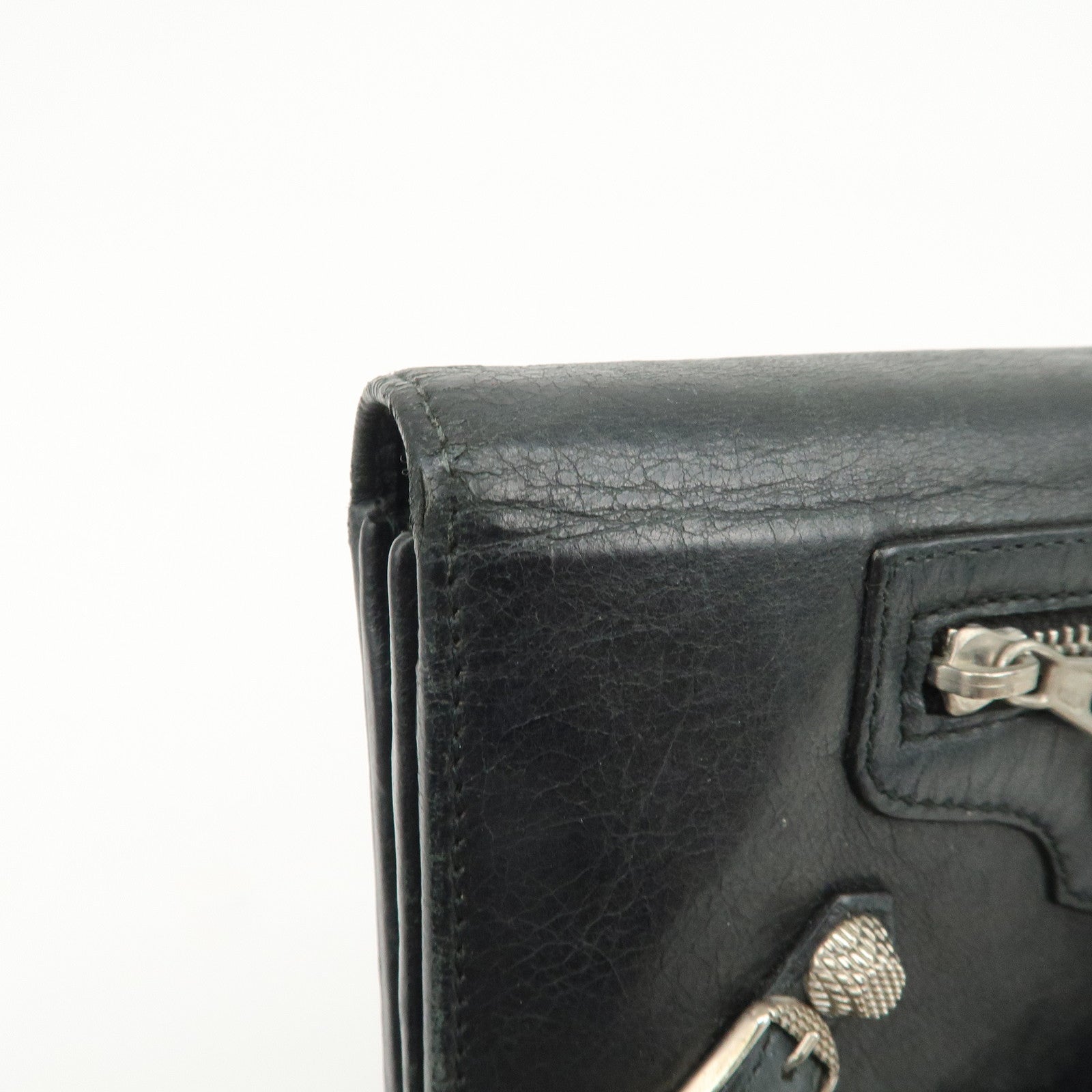 BALENCIAGA Logo Leather Giant Continental Long Wallet Black 253054