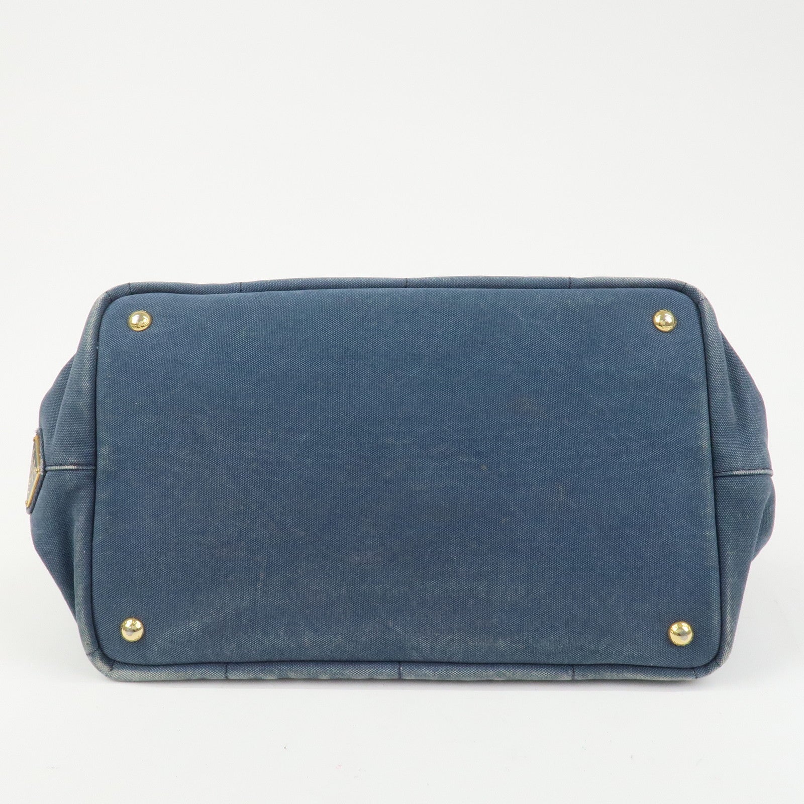 PRADA Logo Canapa Canvas Tote Bag Hand Bag Blue B1877B
