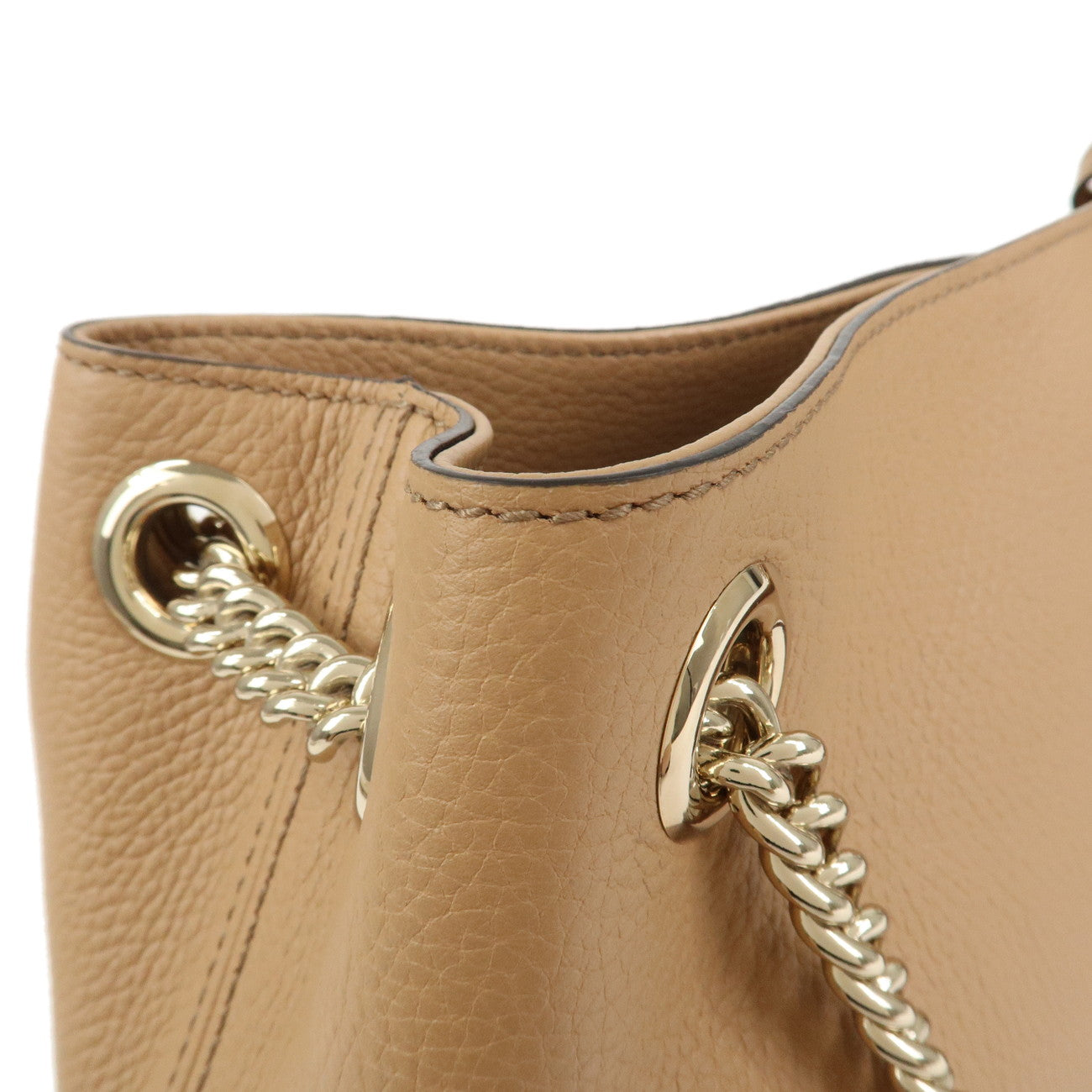 GUCCI SOHO Leather Chain Tote Bag Shoulder Bag Light Brown 536196