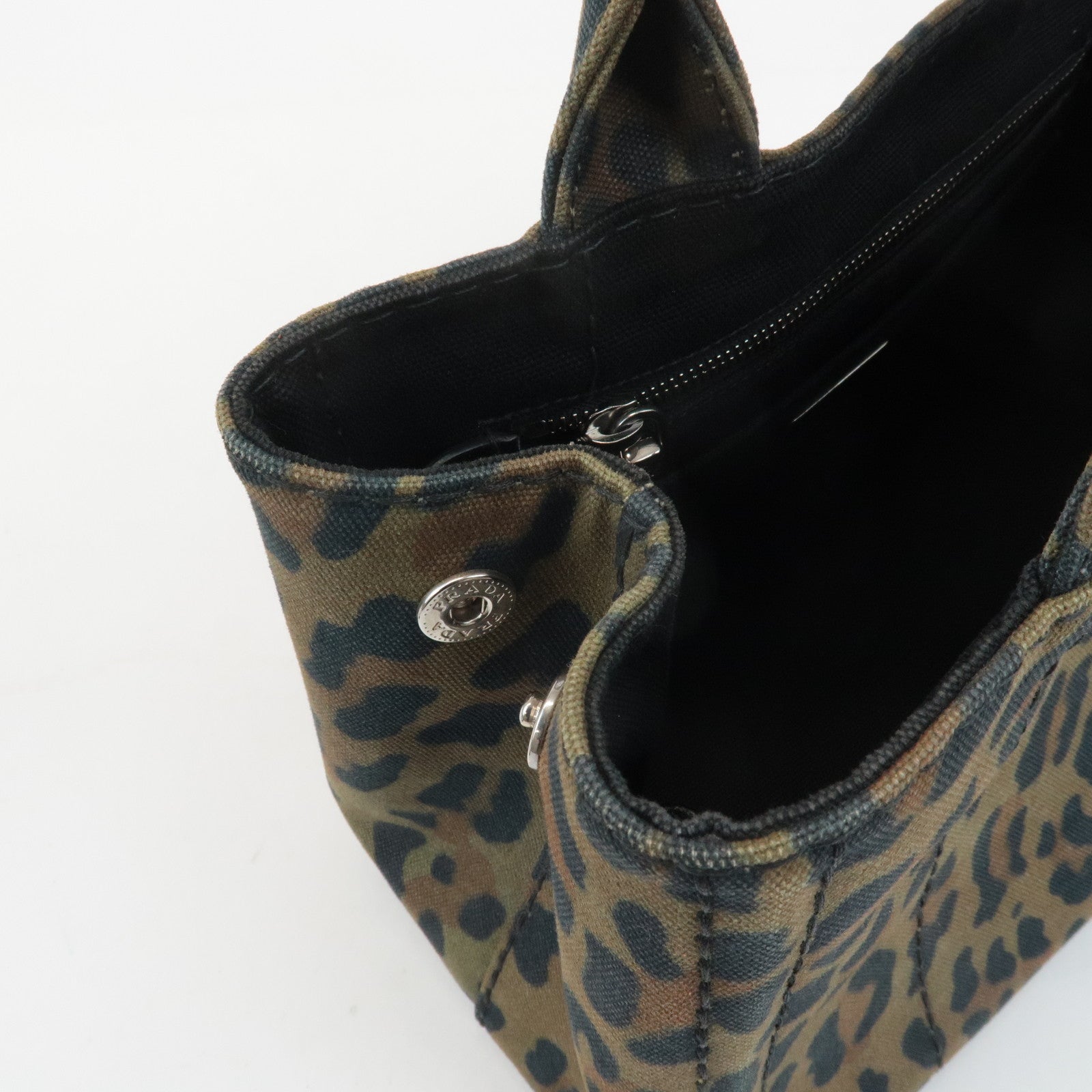 PRADA Canapa Canvas 2Way Bag Hand Bag Shoulder Bag Camouflage B2642B Used