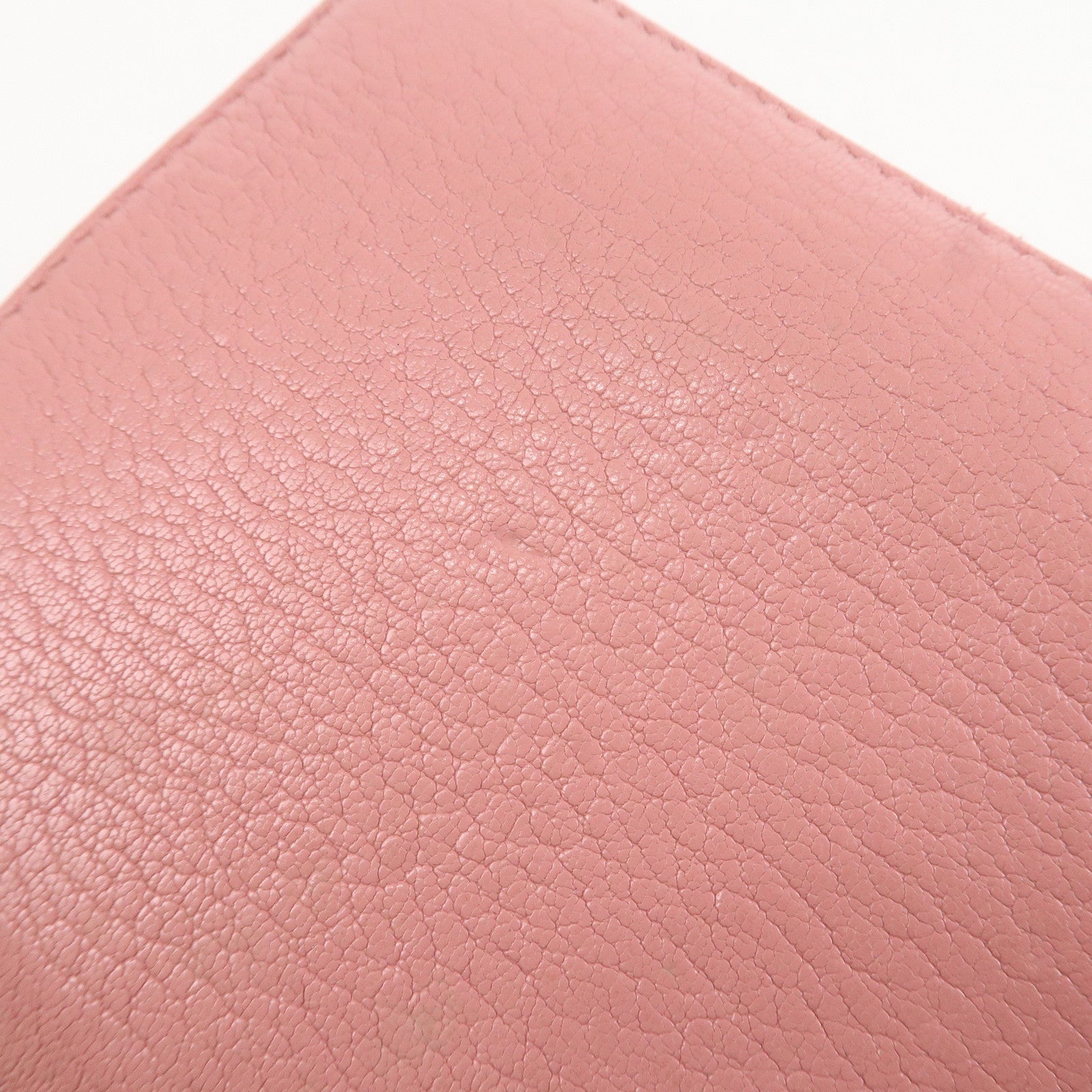 MIU MIU Leather Round Zippy Wallet Long Wallet Pink 5ML506 Used