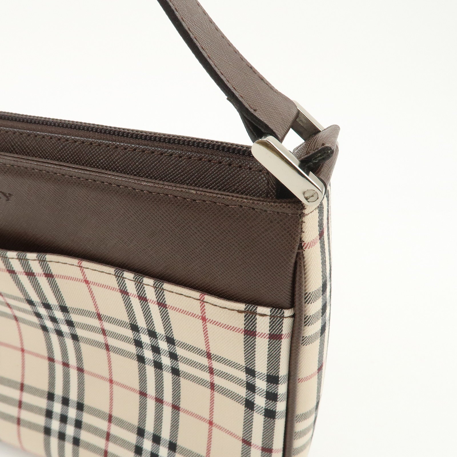 BURBERRY Nova Plaid Canvas Leather Shoulder Crossbody Bag Beige