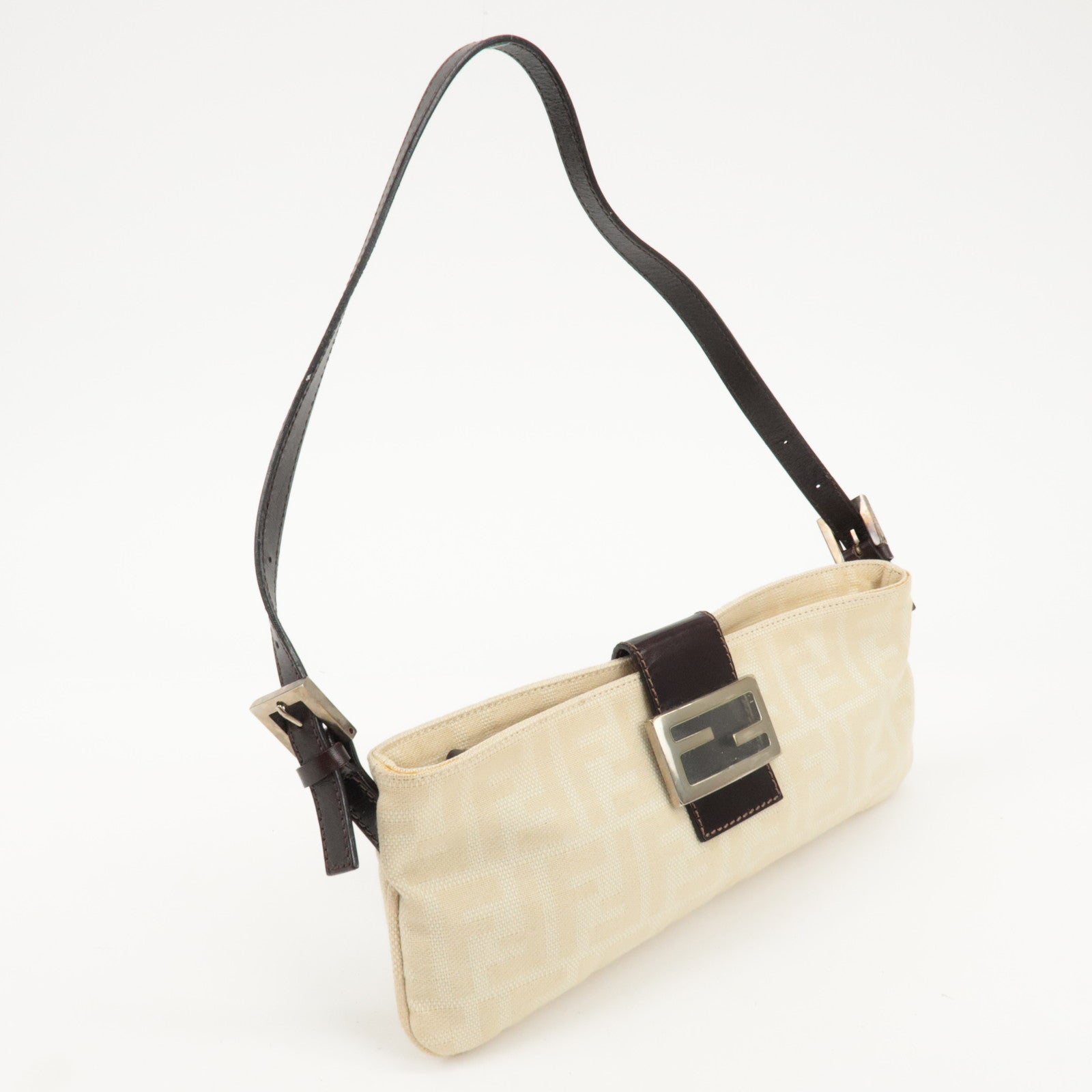 FENDI Zucca Waist Pouch Crossbody Bag Beige Brown 26685 Used