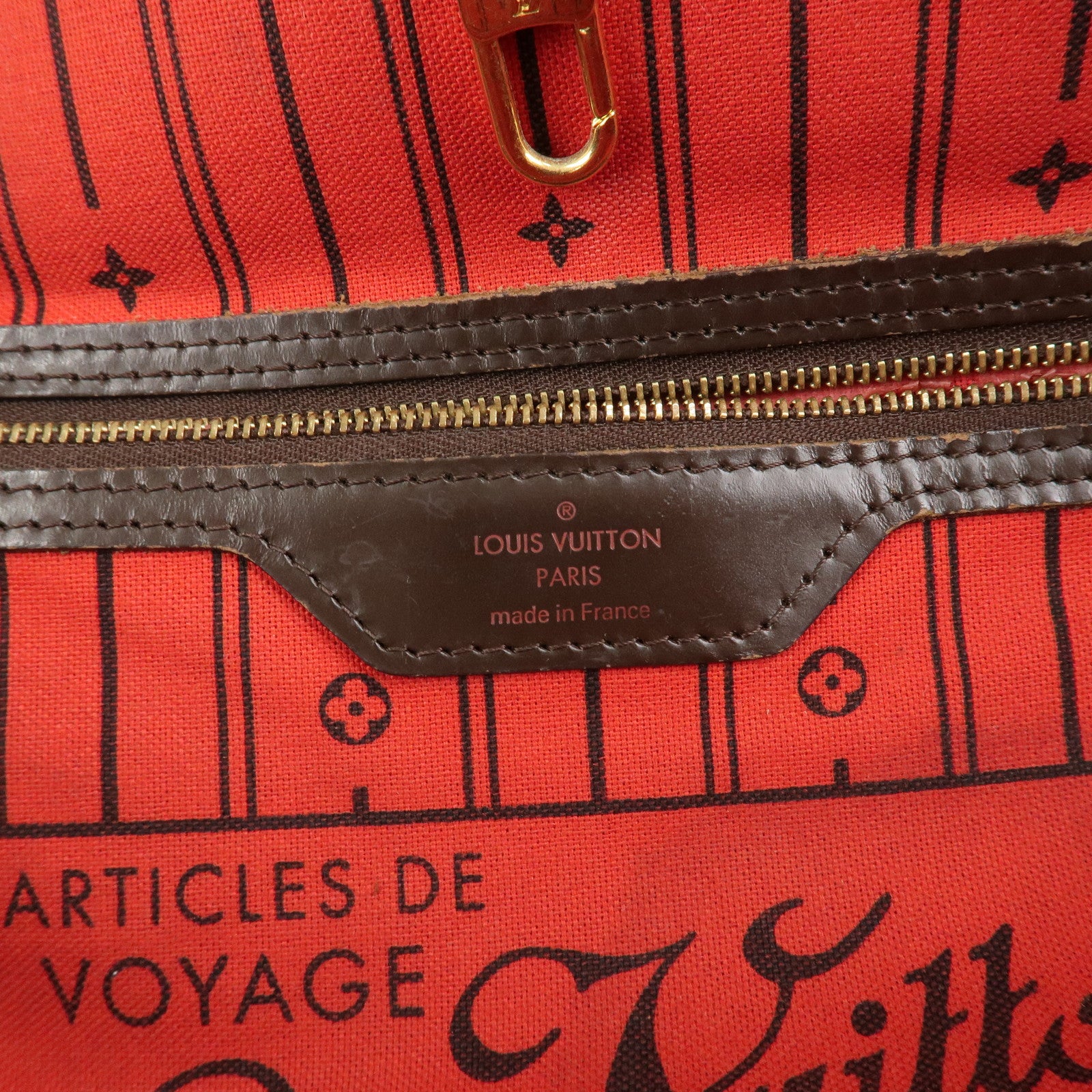 Louis Vuitton Damier Ebene Canvas Neverfull MM Tote Bag N51105 Used