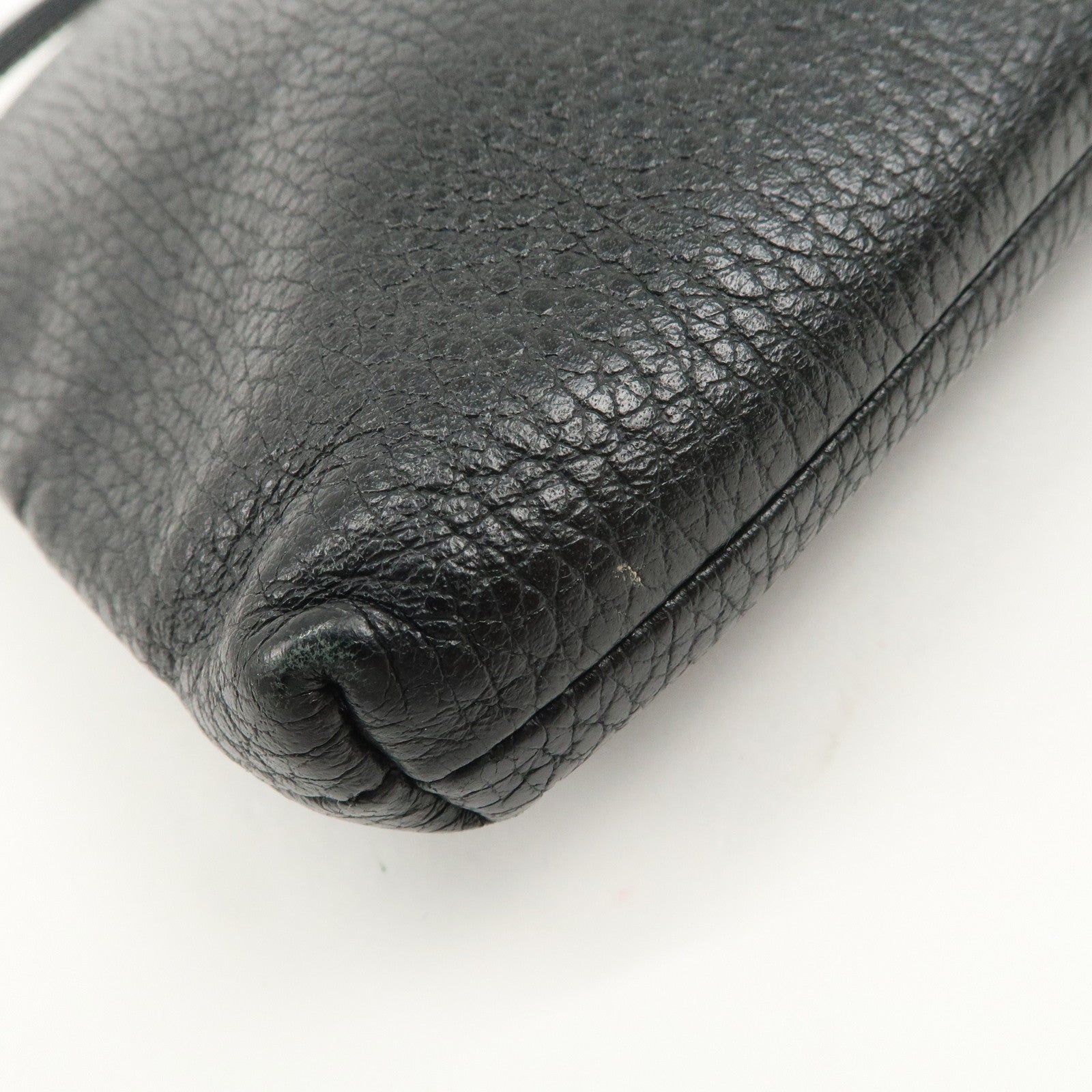 GUCCI Leather Clutch Bag Pouch Black Silver Hardware 546532 Used