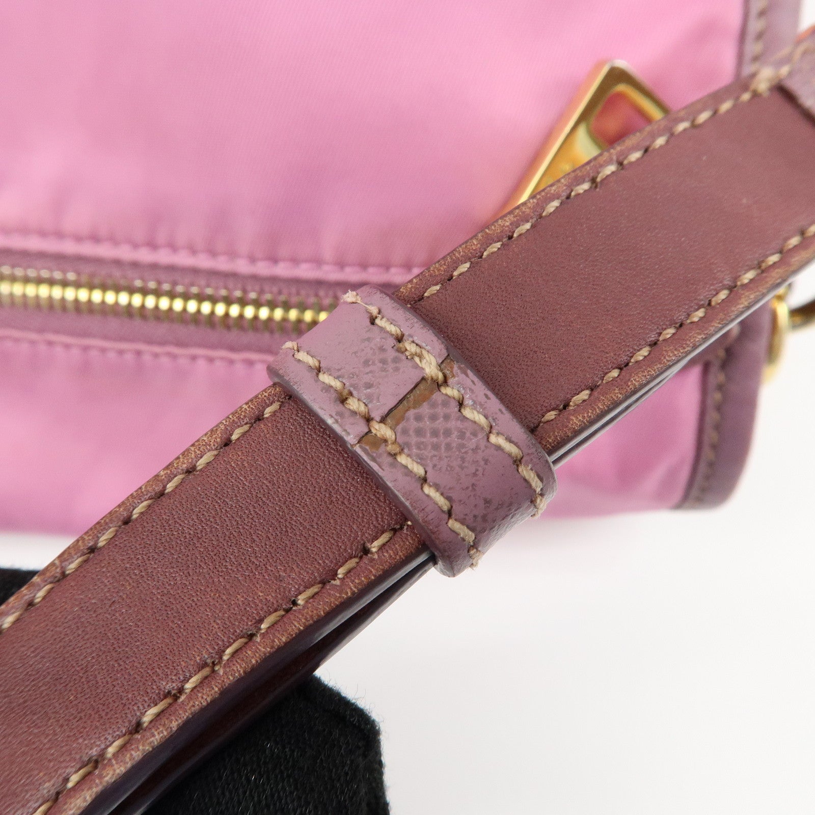 PRADA Nylon Saffiano Leather Shoulder Bag Crossbody Bag Purple