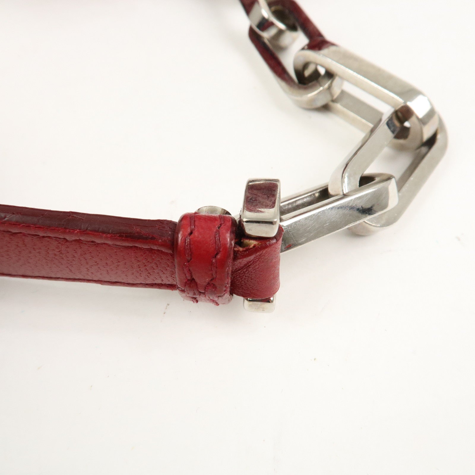 Christian Dior Canage Leather Chain Shoulder Bag Hand Bag Red