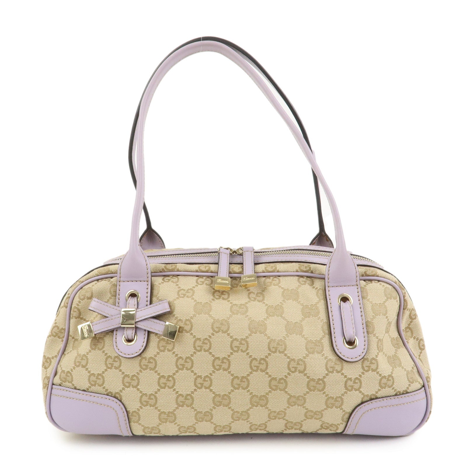 GUCCI Princy GG Canvas Leather Boston Bag Hand Bag Beige 161720
