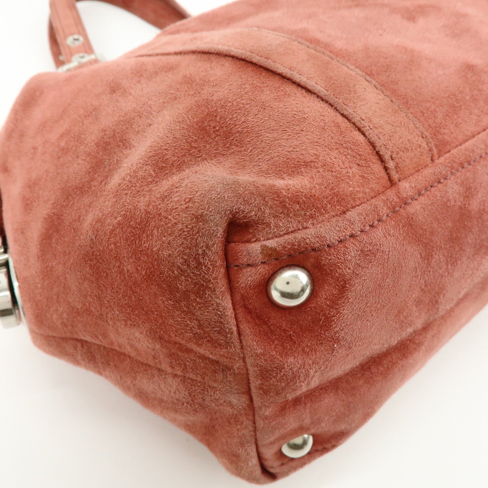 PRADA Suede Boston Bag Hand Bag Pink BR2630