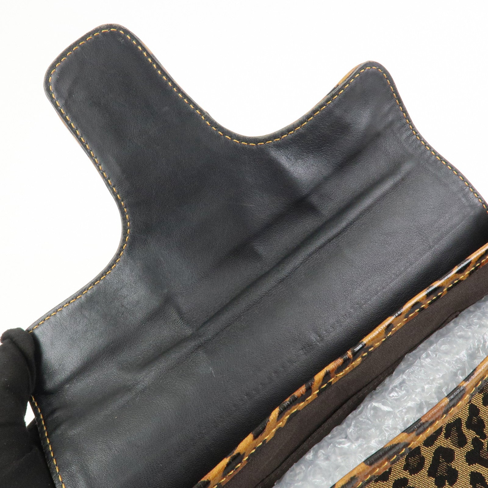 FENDI Canvas Leather Shoulder Bag Hand Bag Leopard Brown 8BR551
