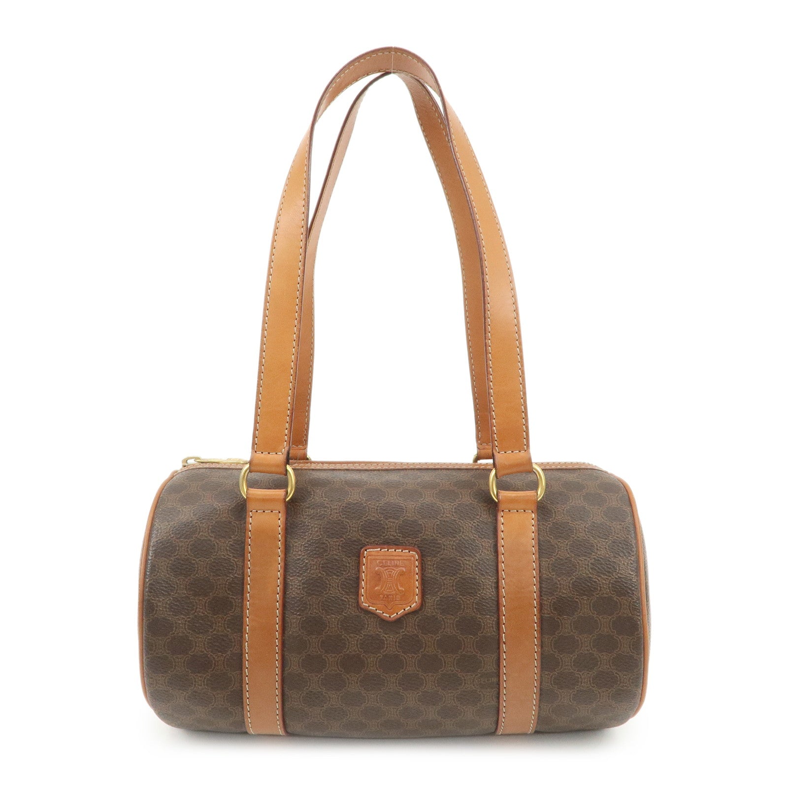 CELINE Macadam PVC Leather Hand Bag Shoulder Bag Brown