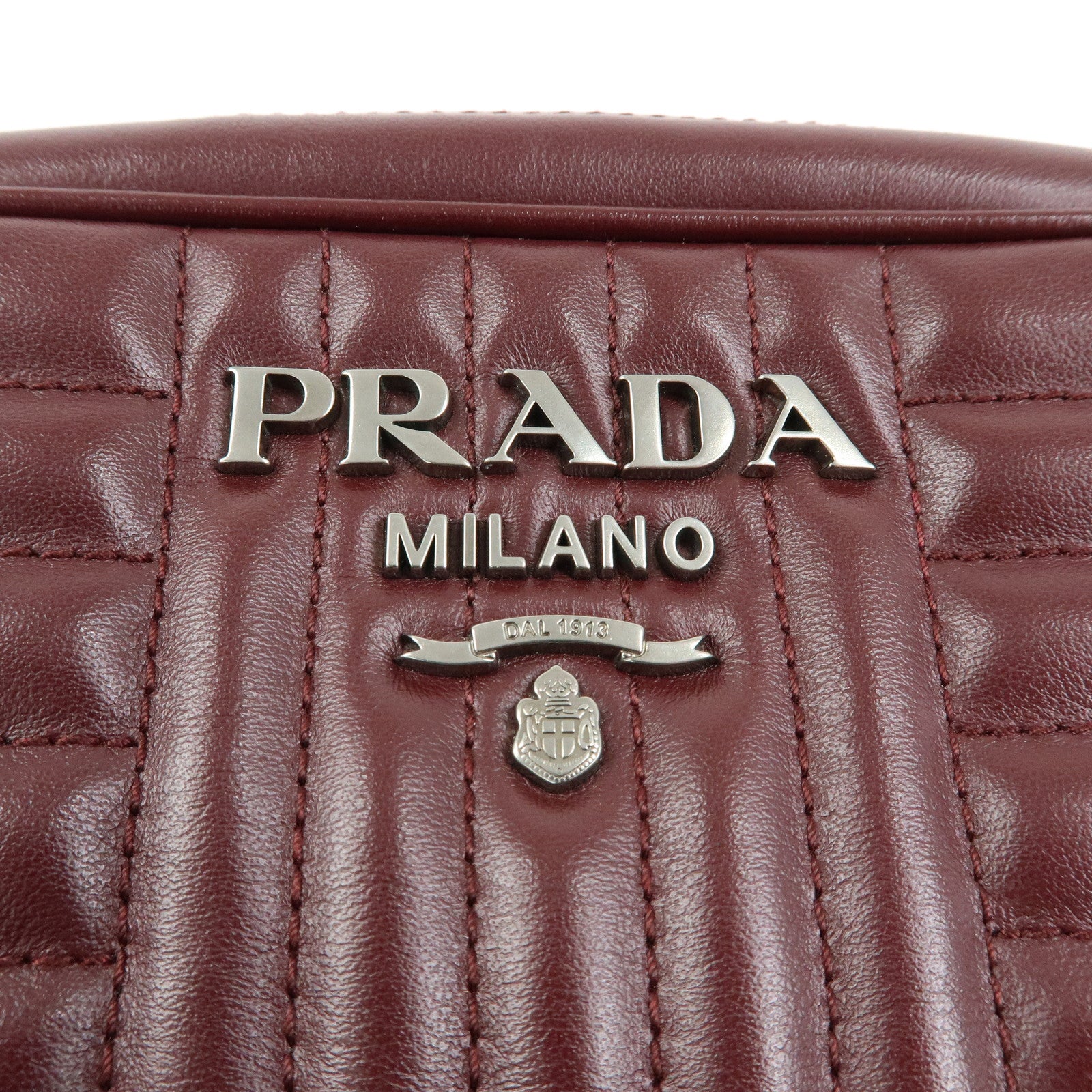 PRADA Leather Chain Shoulder Bag Crossbody Bag Bordeaux 1BH083