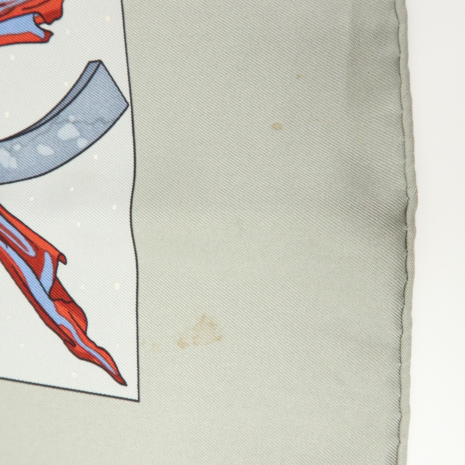 HERMES Carre 90 Silk 100% Scarf CAVALIERS DES NUAGES Gray Blue