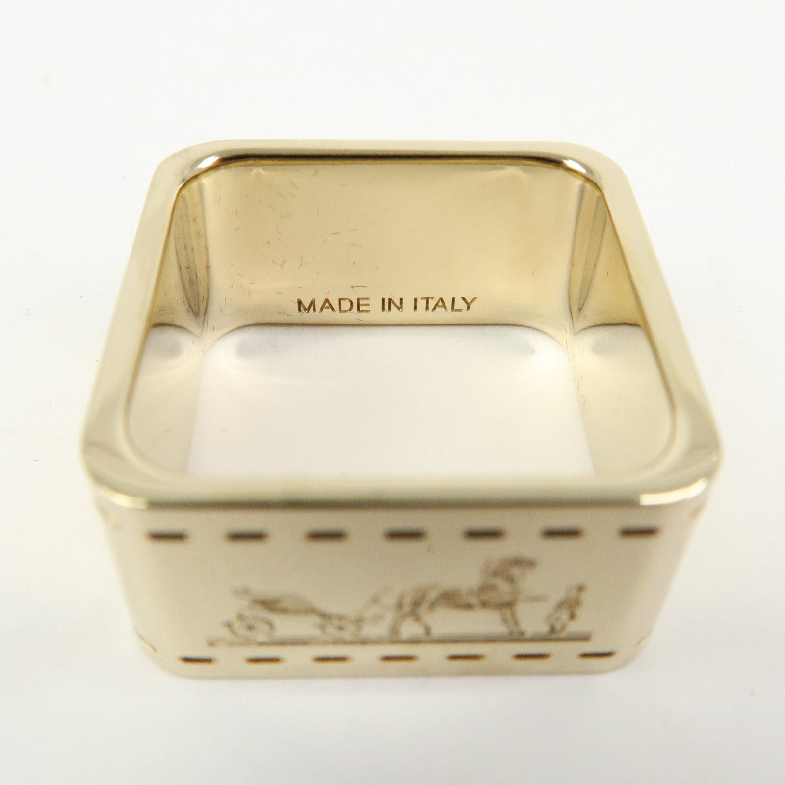 HERMES Bolduc Metal Scarf Ring Gold